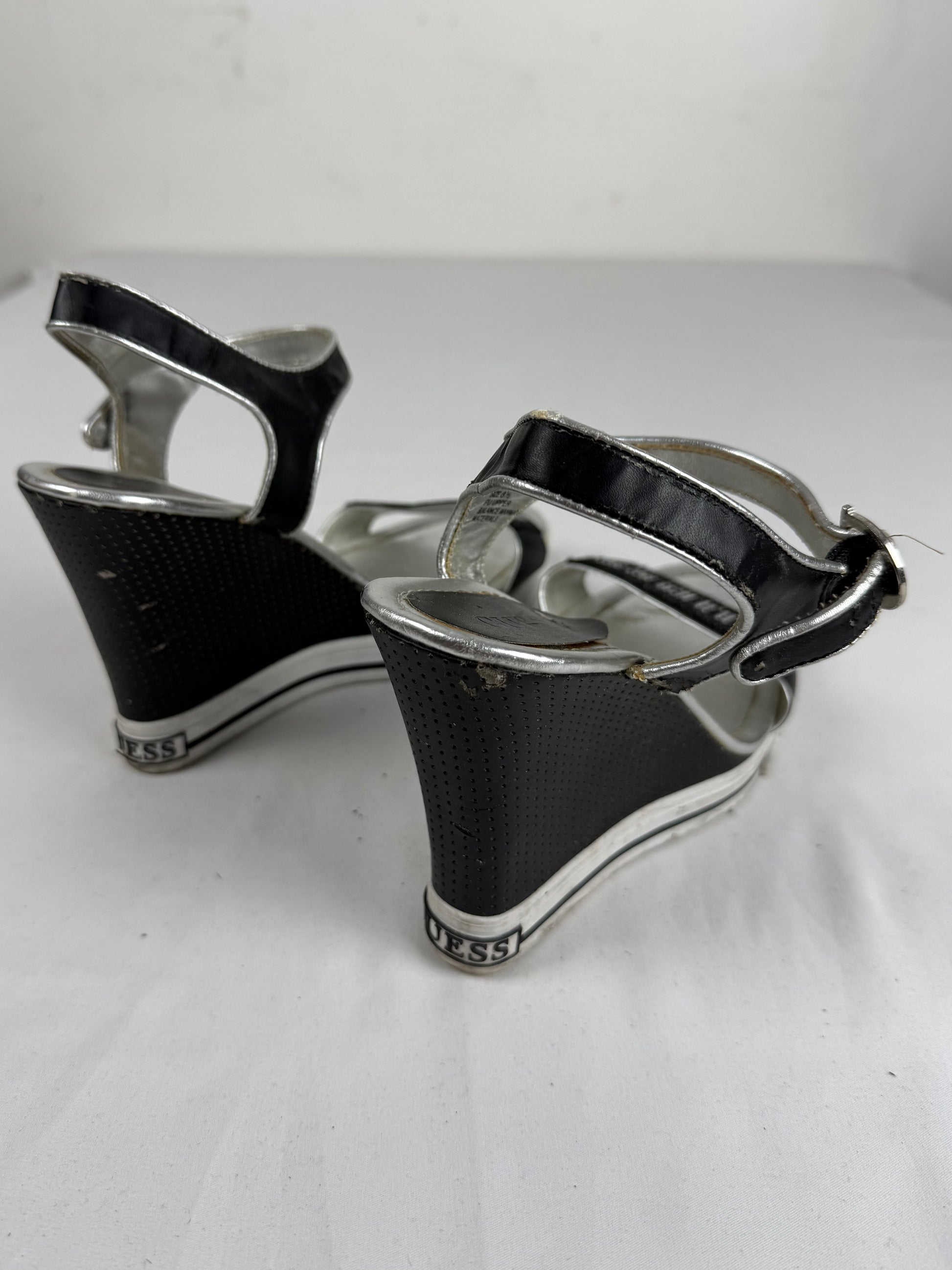 Black rhinestones logo wedge heels (38)