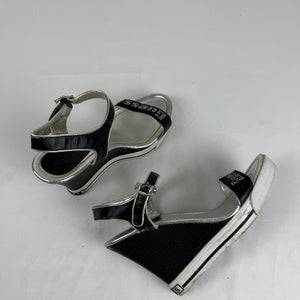 Black rhinestones logo wedge heels (38)