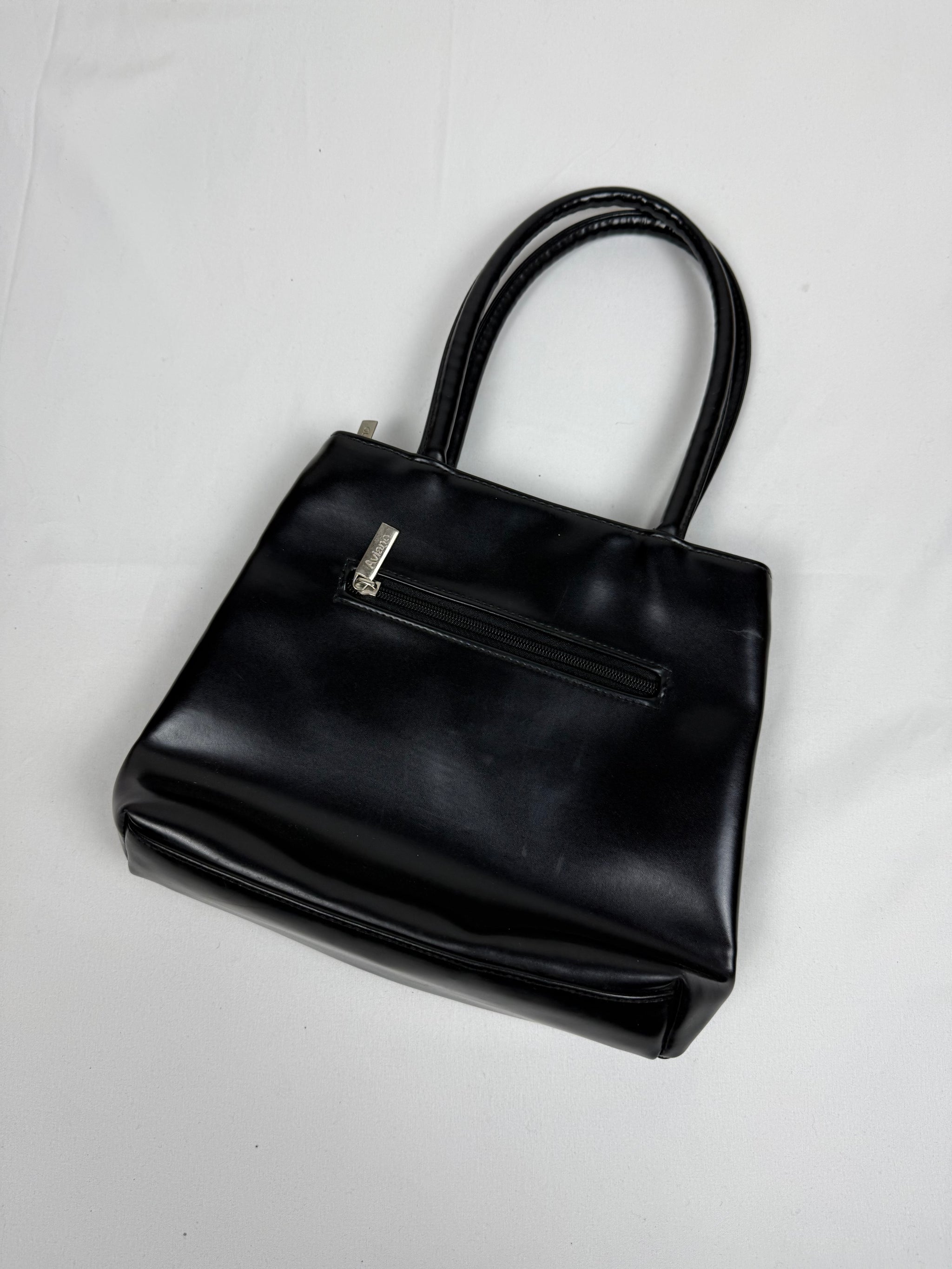 Black pvc leather mini handbag (22x23cm)