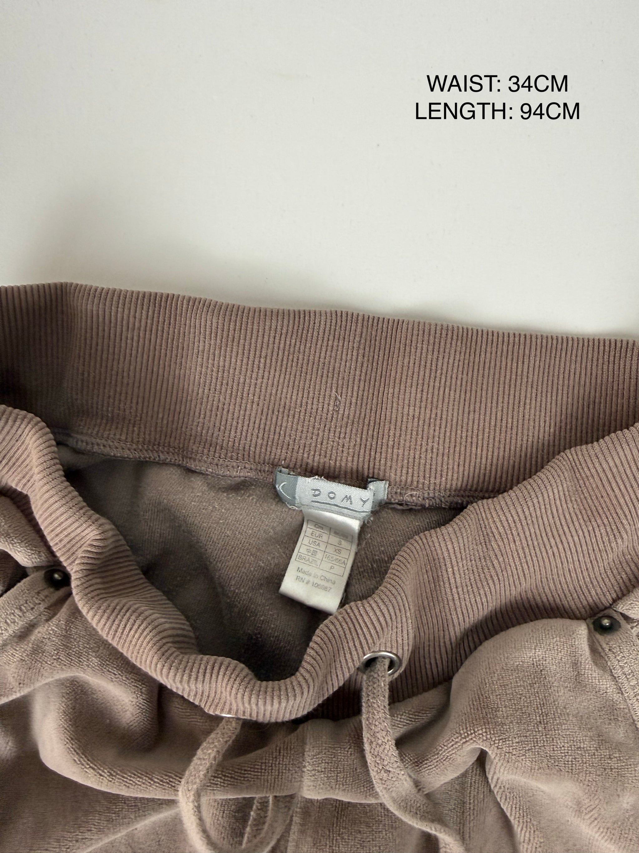 Beige velvet activewear low rise pants (S)