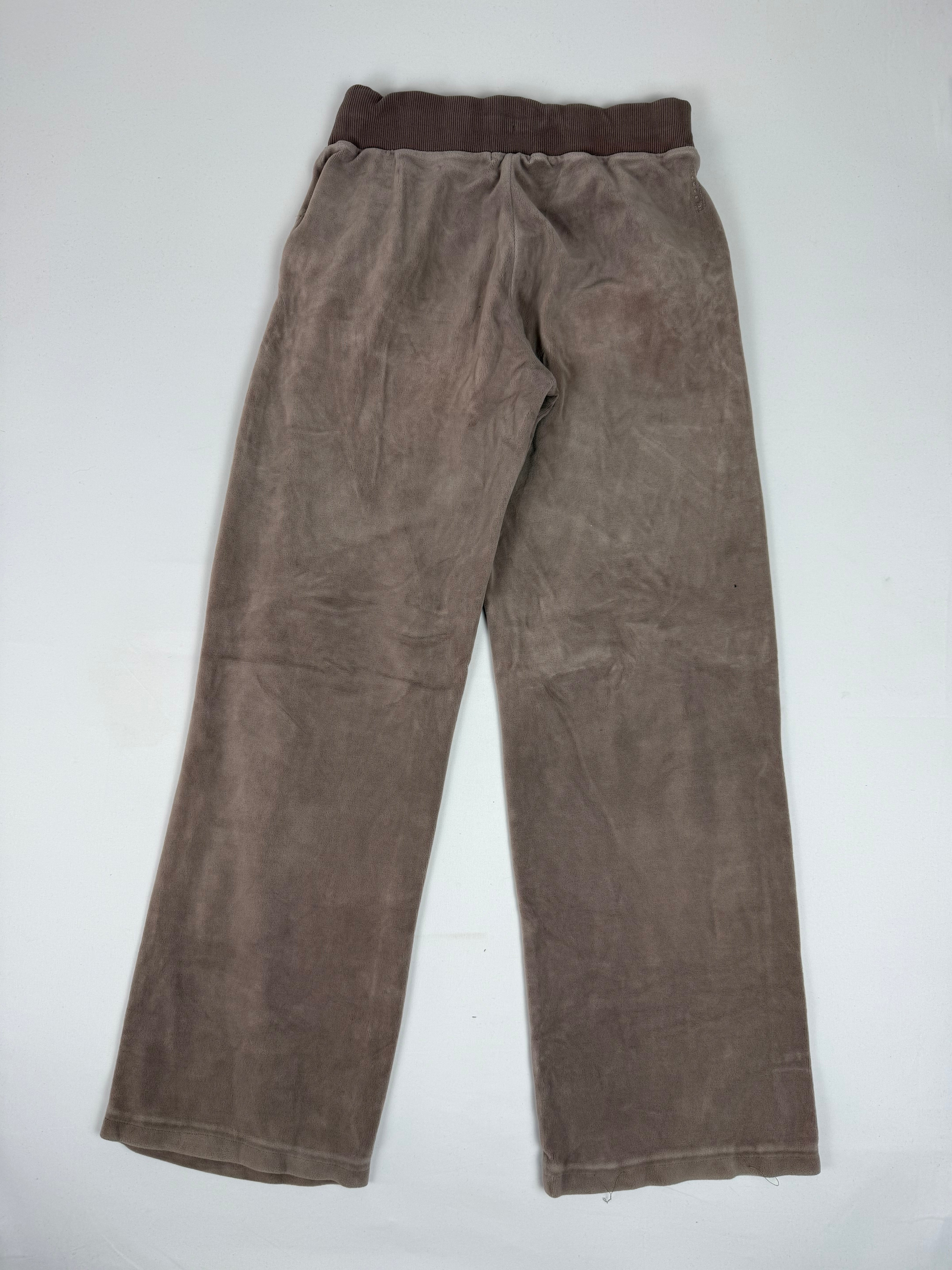 Beige velvet activewear low rise pants (S)