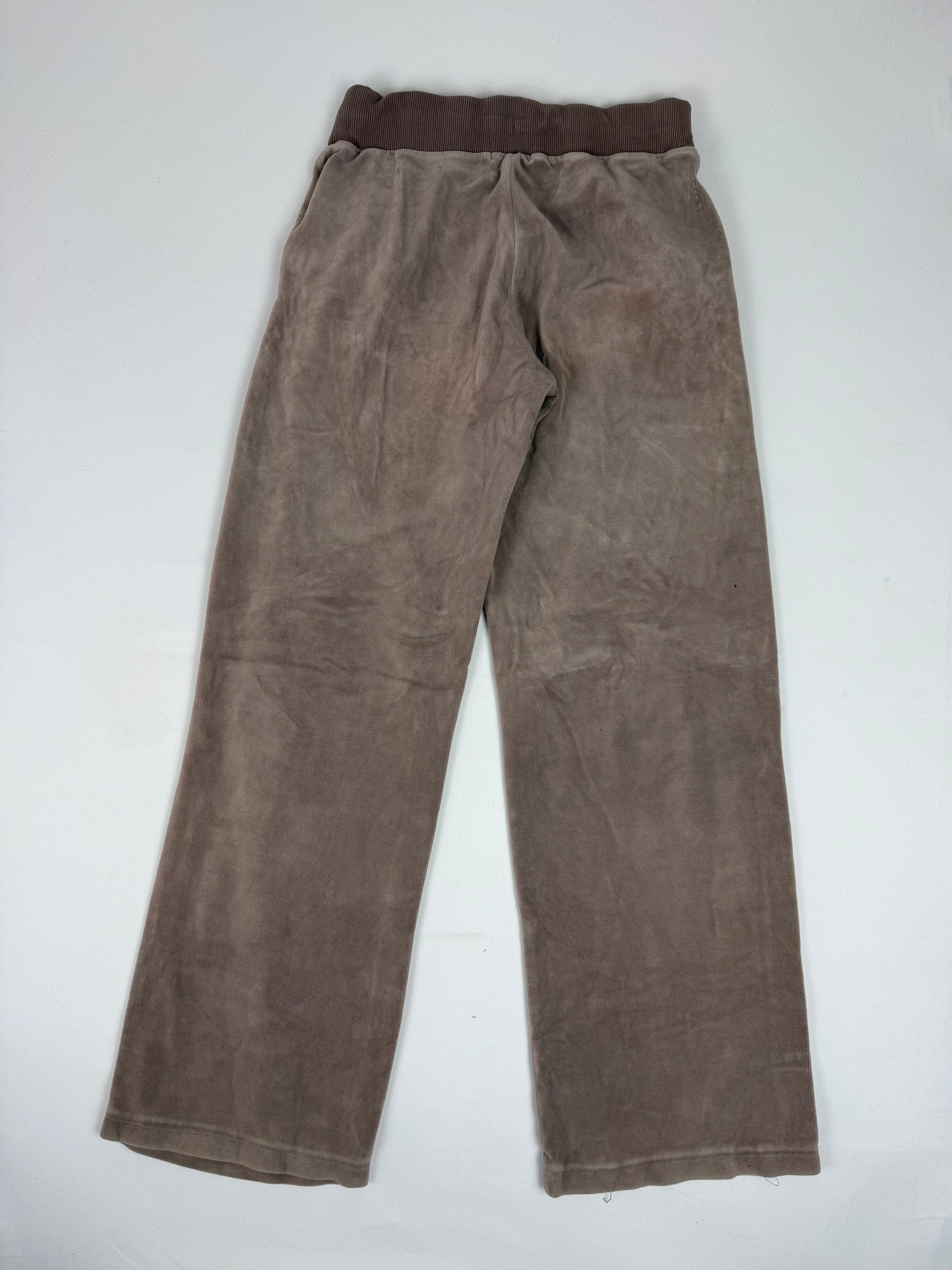 Beige velvet activewear low rise pants (S)