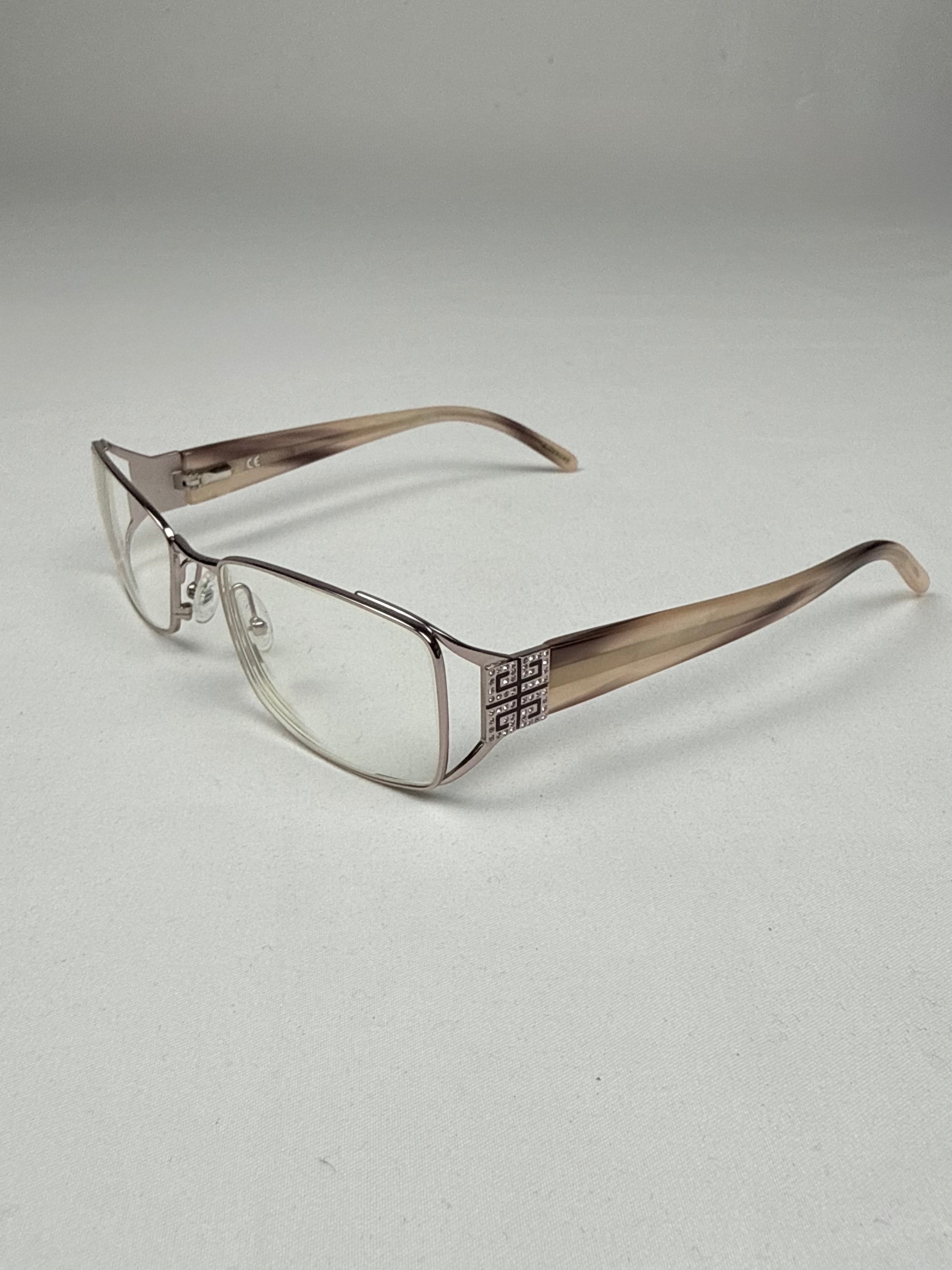 Gold office glasses rhinestones logo (with prescription)