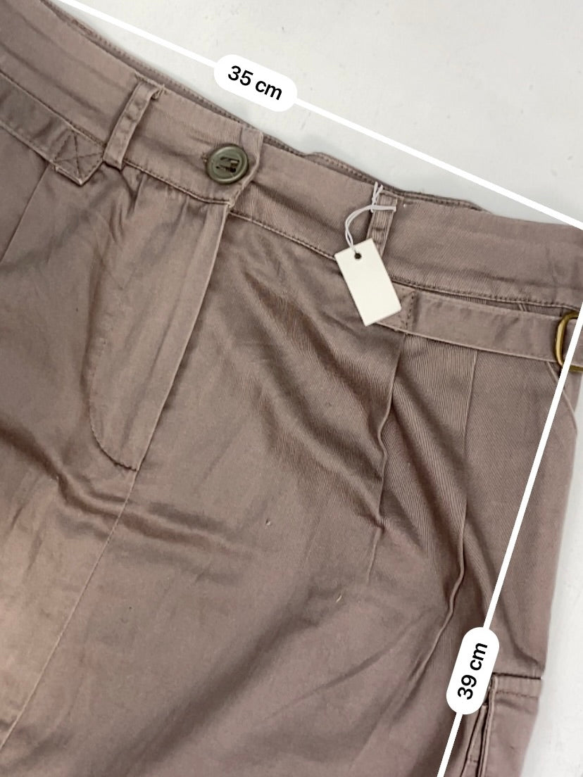 Brown denim low rise cargo mini skirt (S)