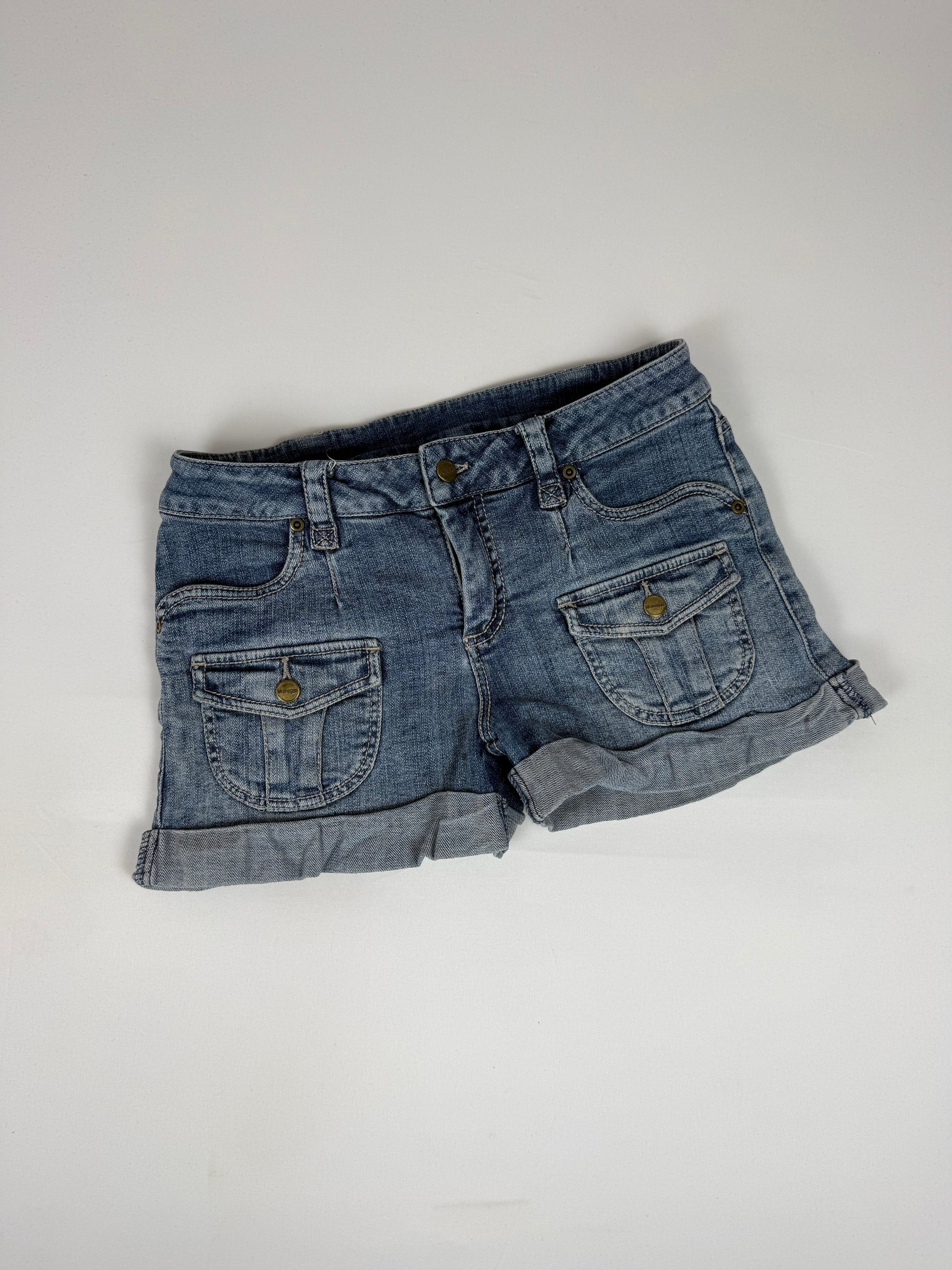 Blue denim stretchy mini short (S)