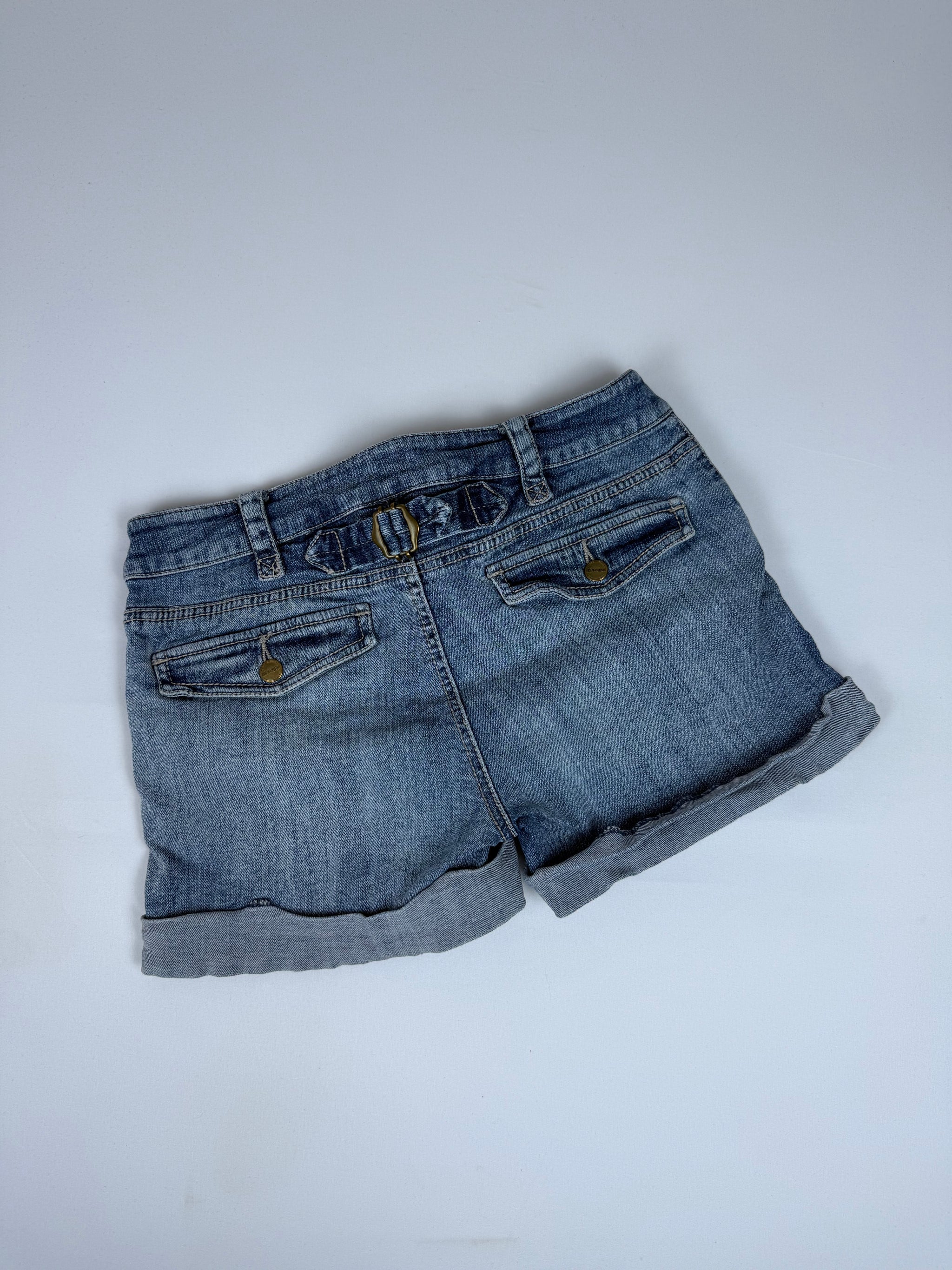 Blue denim stretchy mini short (S)