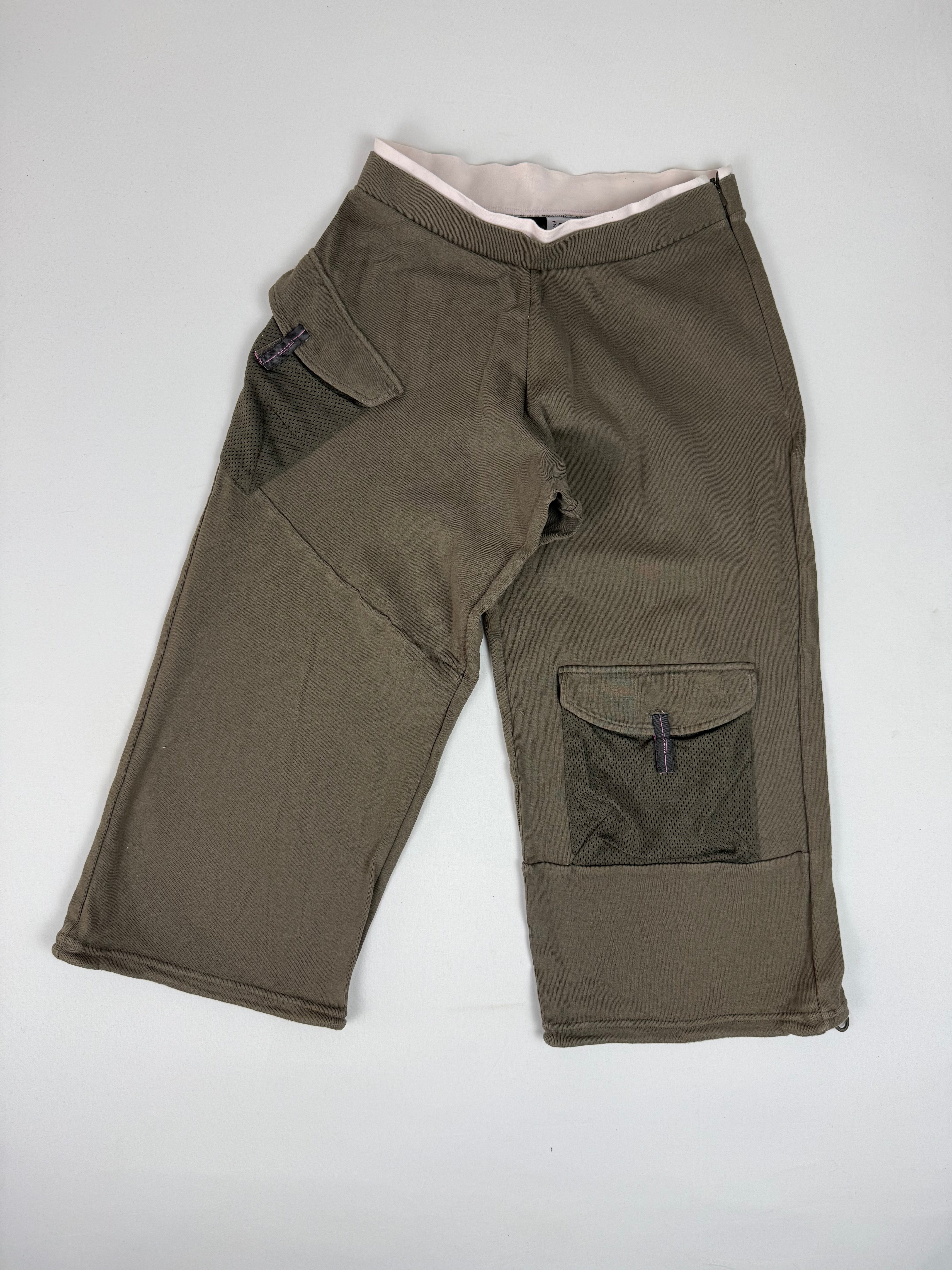 Khaki cotton baggy capri pants (S)