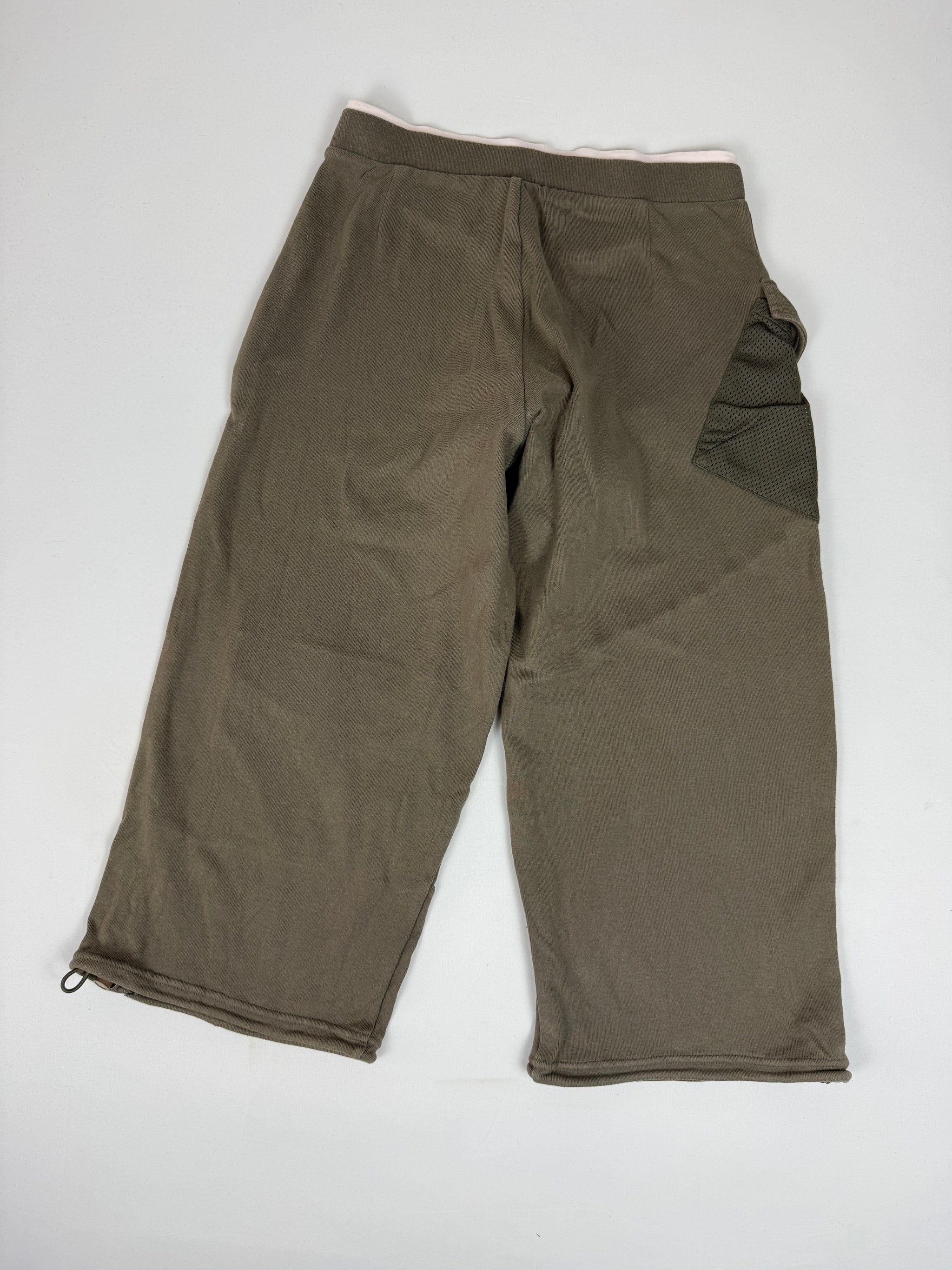 Khaki cotton baggy capri pants (S)