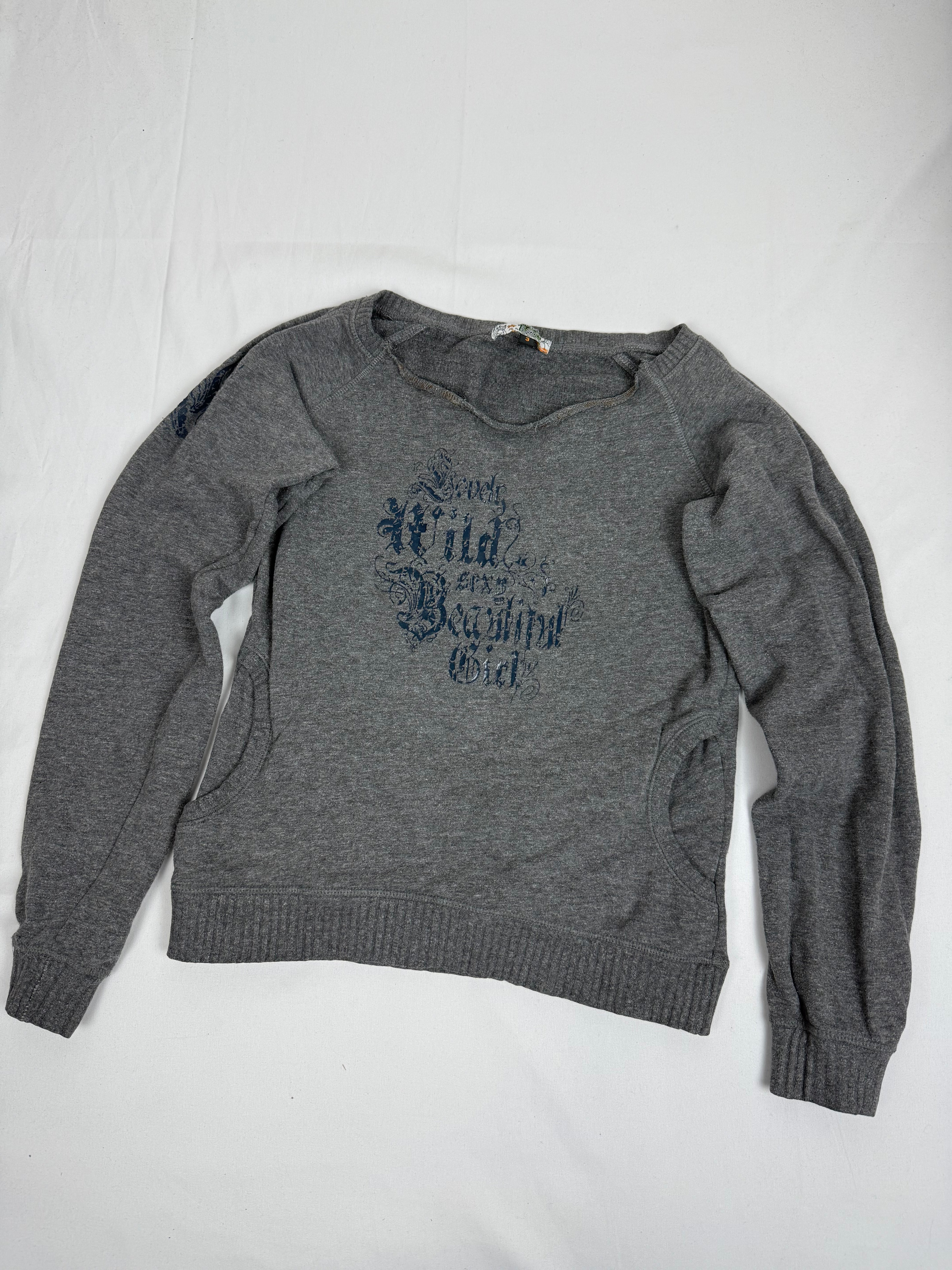Grey graphic cotton jumper (S/M)