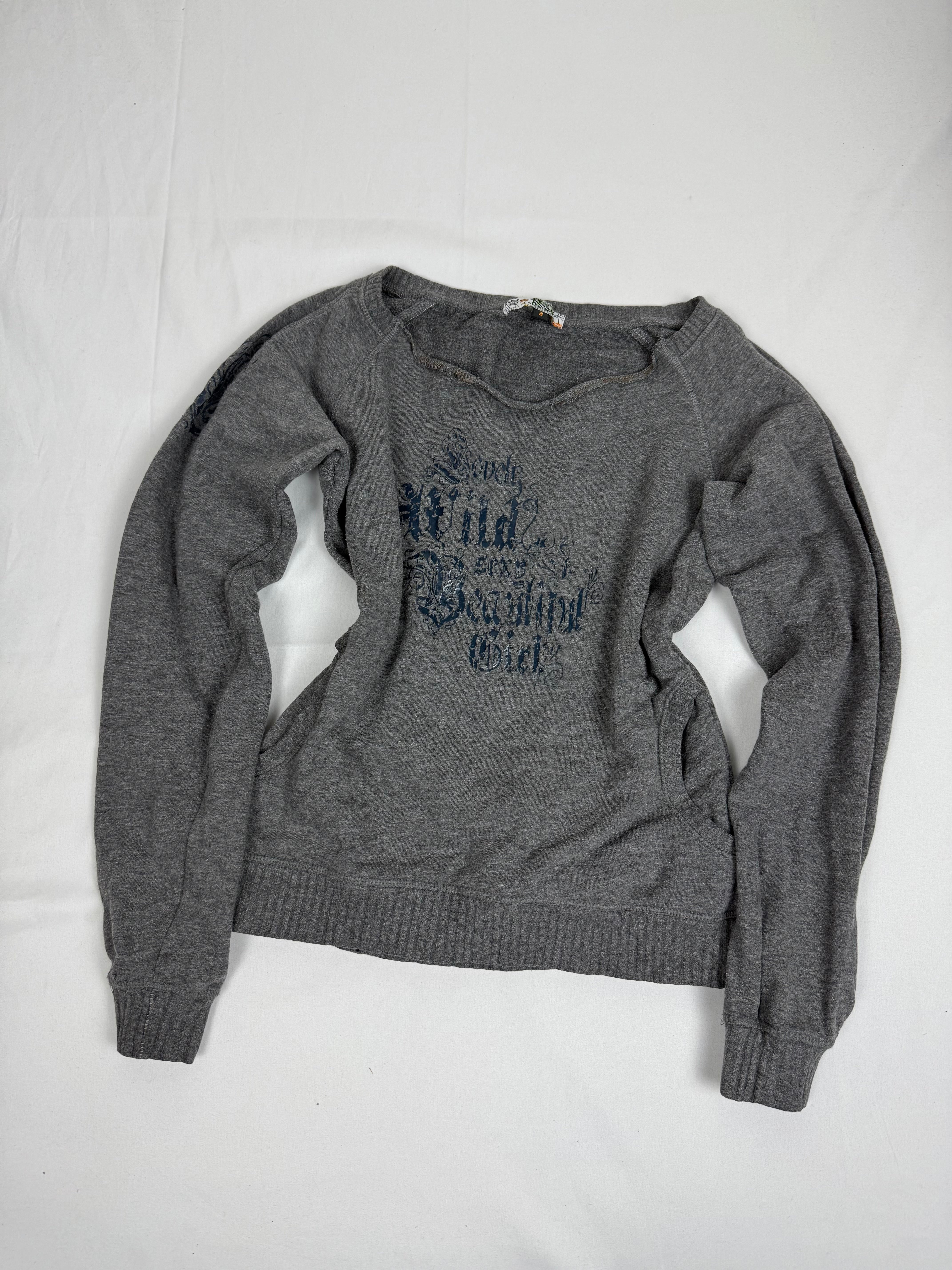 Grey graphic cotton jumper (S/M)