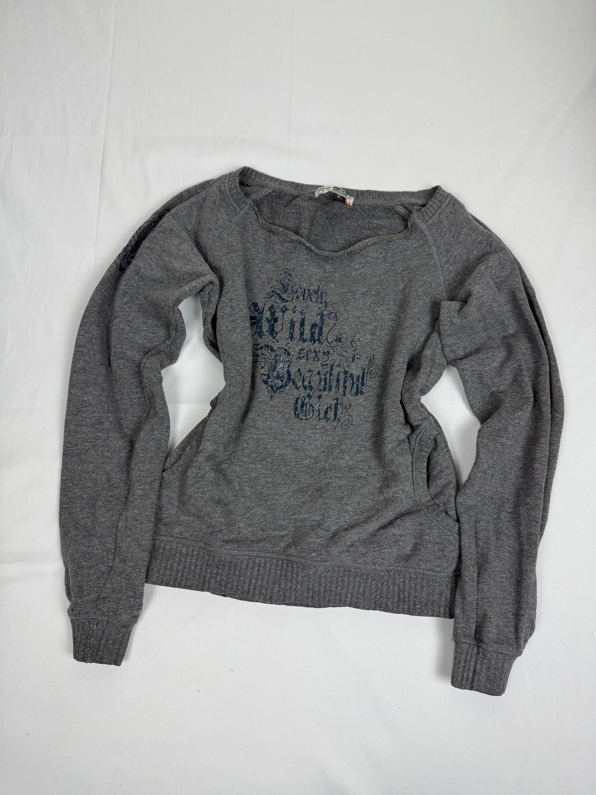 Grey graphic cotton jumper (S/M)