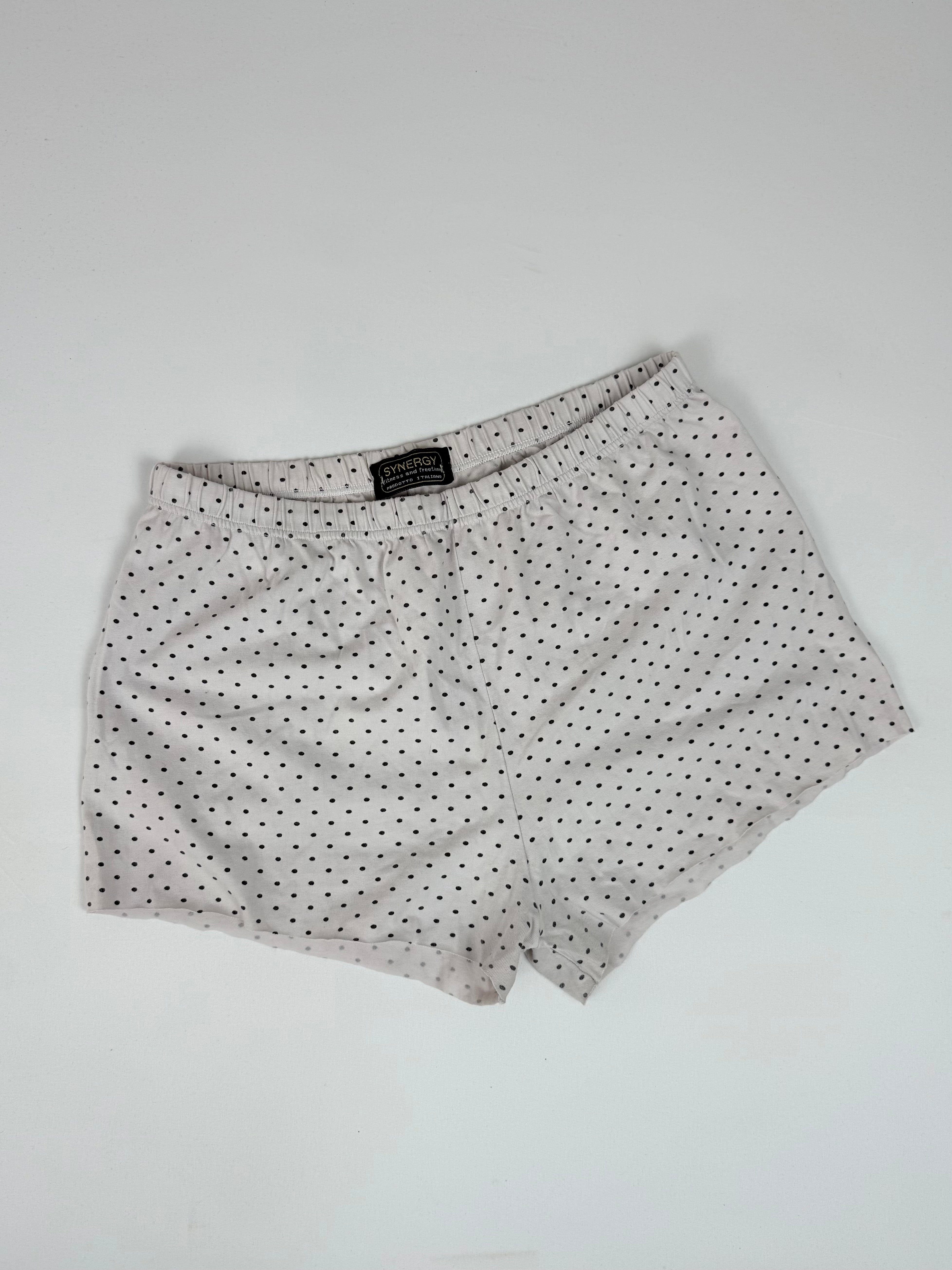 White polka dots cotton mini short (L)