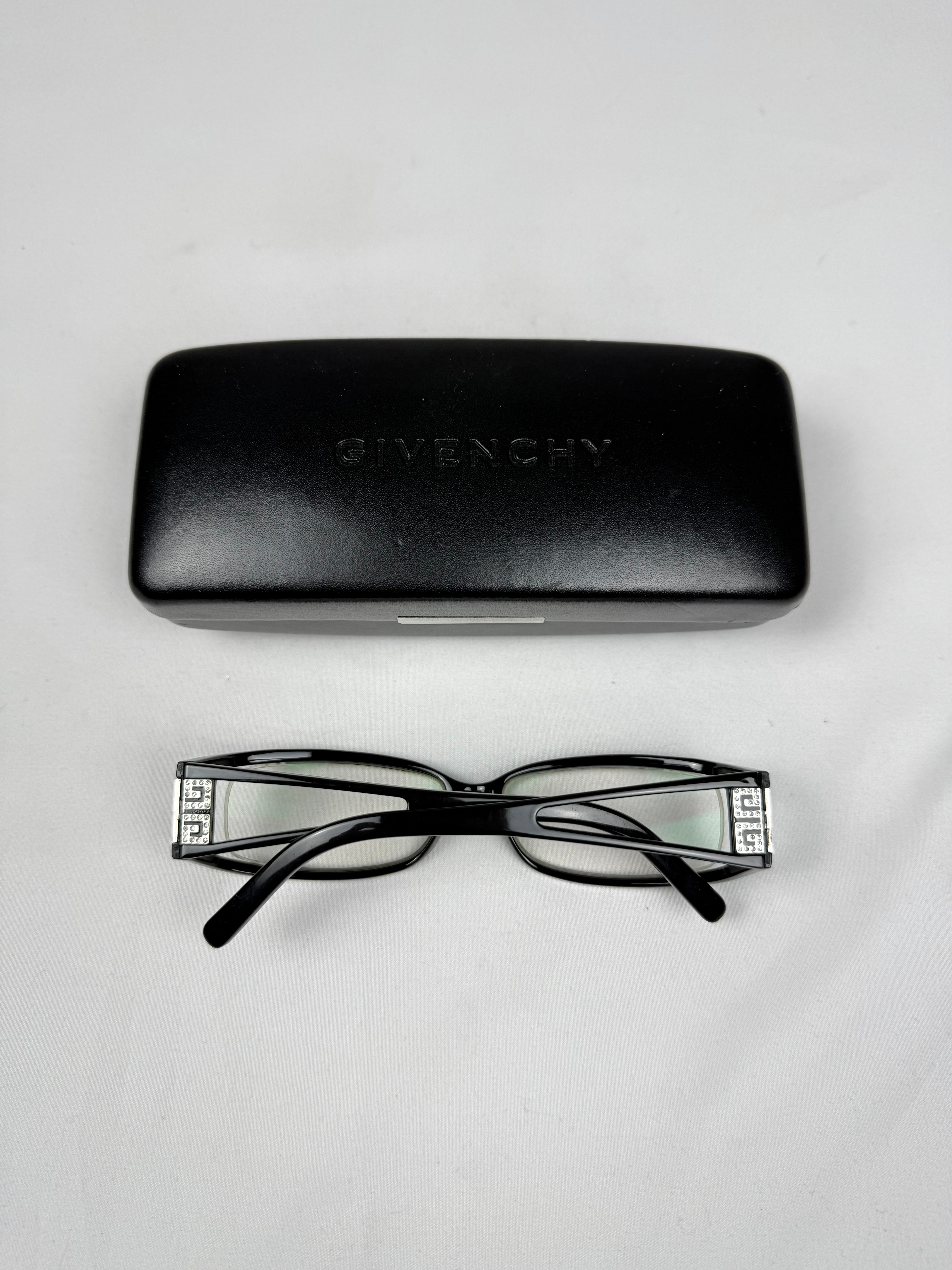 Black office glasses rhinestones logo (with prescription)