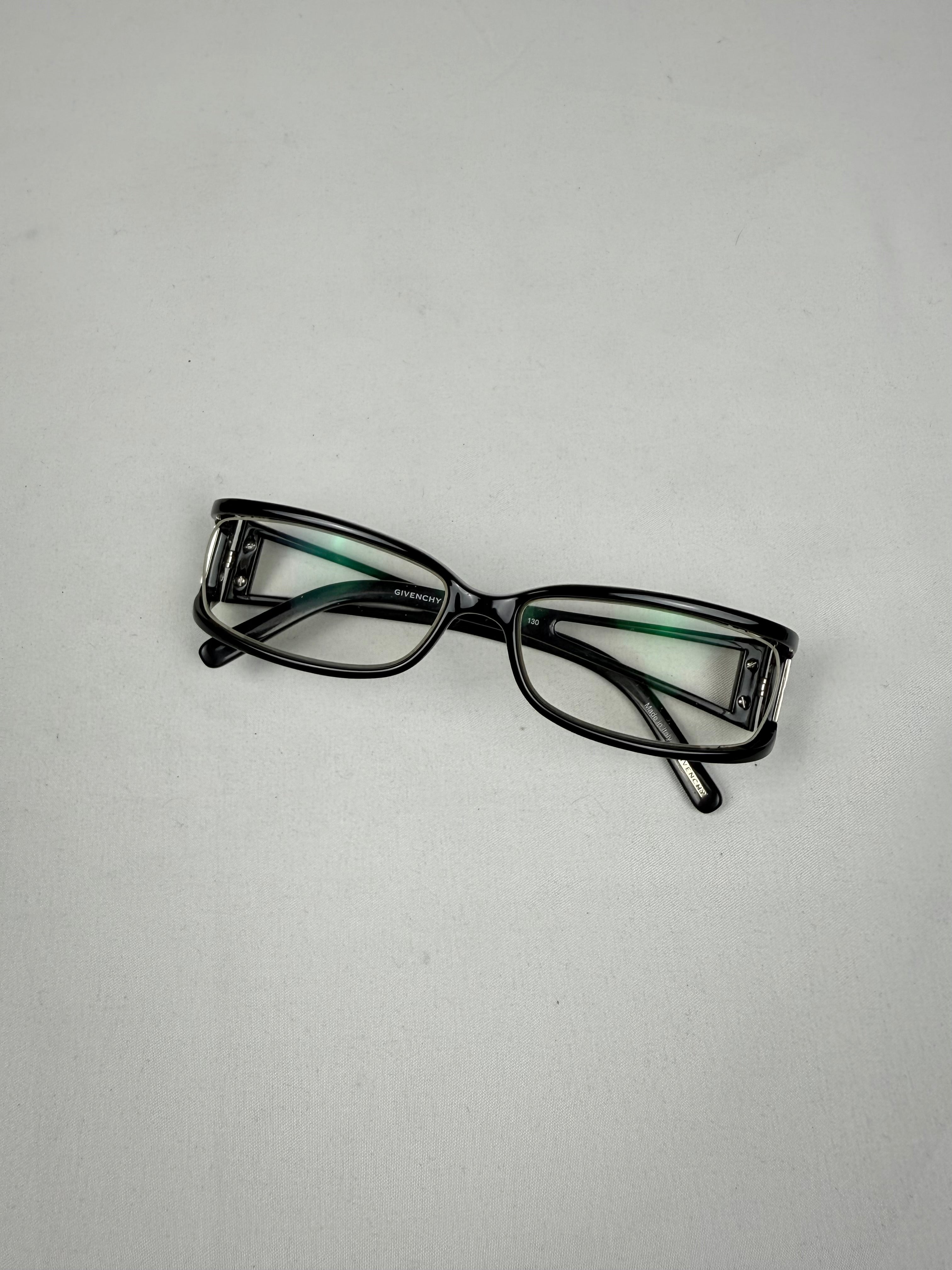 Black office glasses rhinestones logo (with prescription)