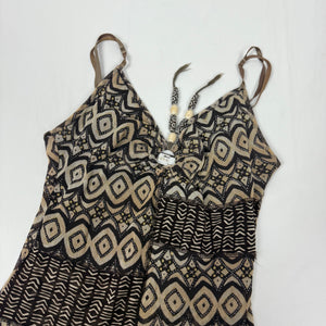Brown graphic mesh lined cami top (M/L)