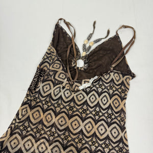 Brown graphic mesh lined cami top (M/L)