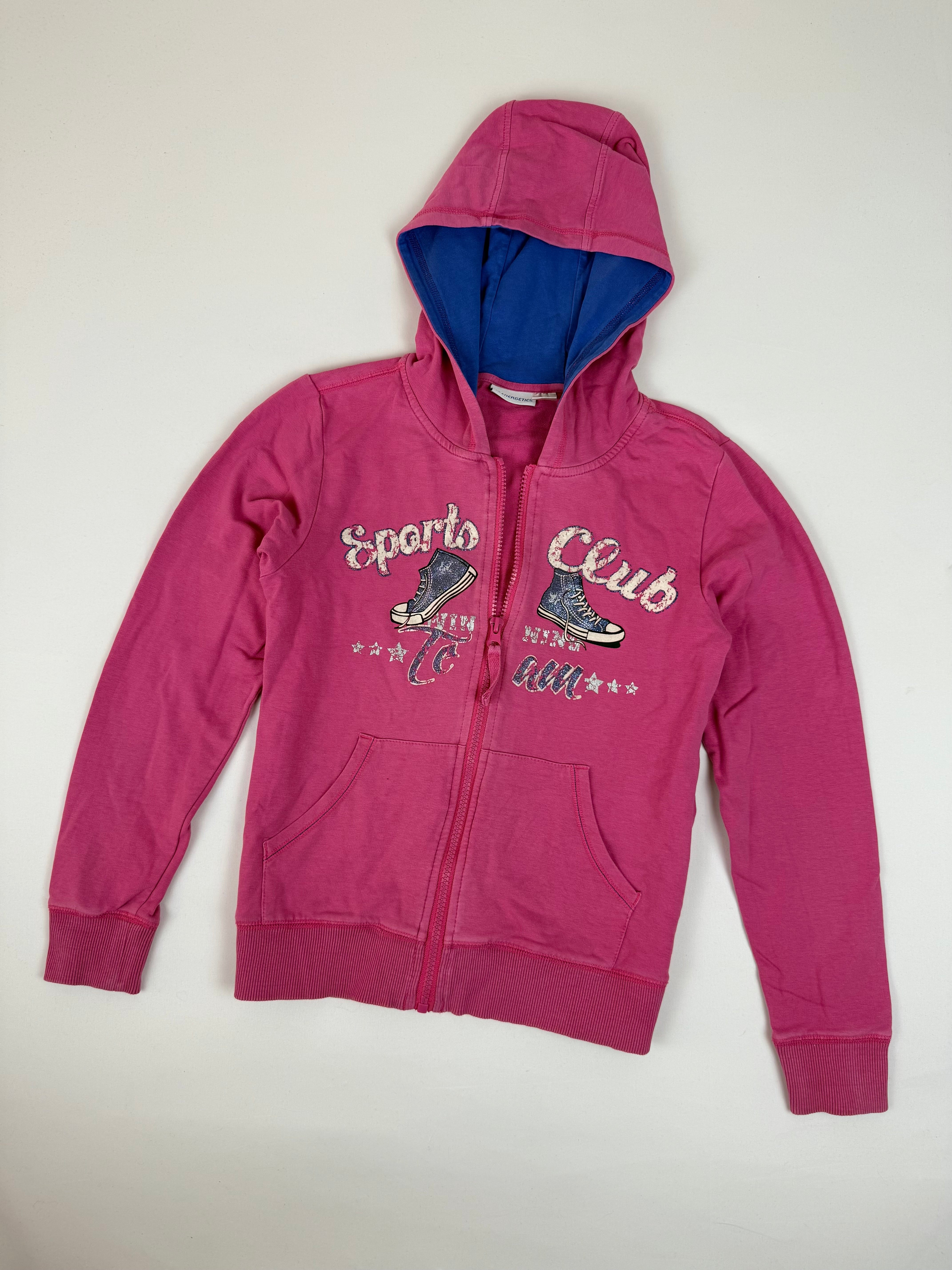 Pink zip up cotton hoodie (XS)
