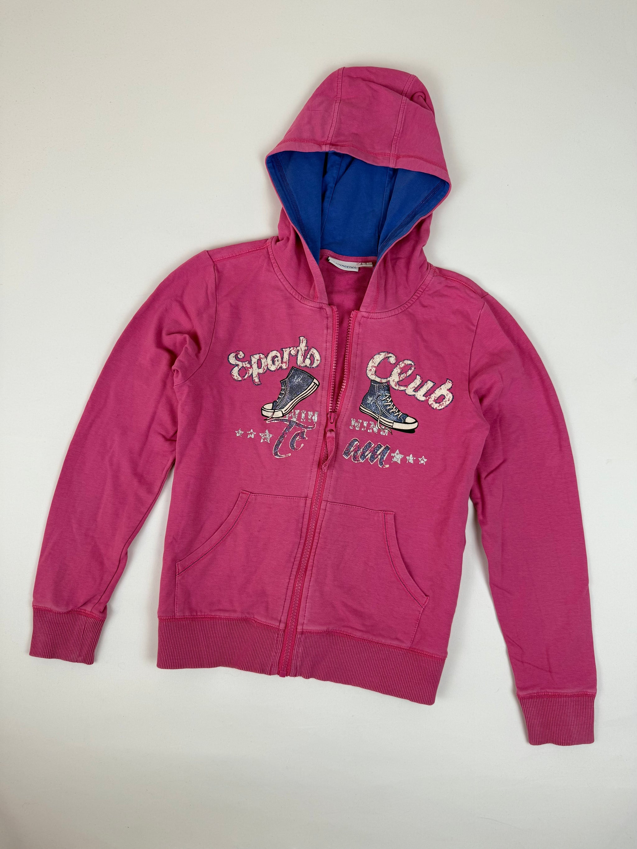 Pink zip up cotton hoodie (XS)