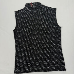 Black silver graphic high neck top (M)