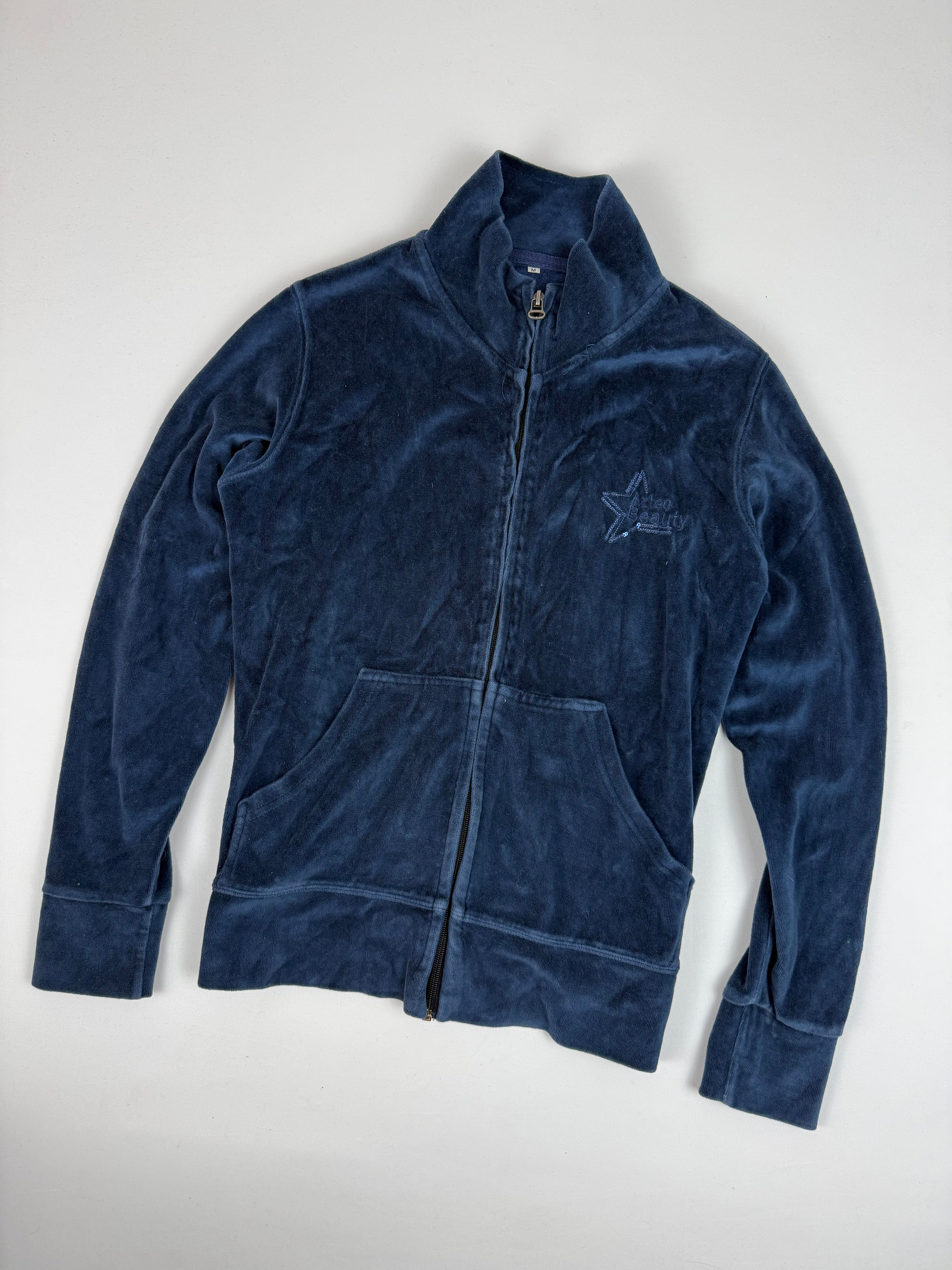 Blue velvet zip up sweatshirt (M)