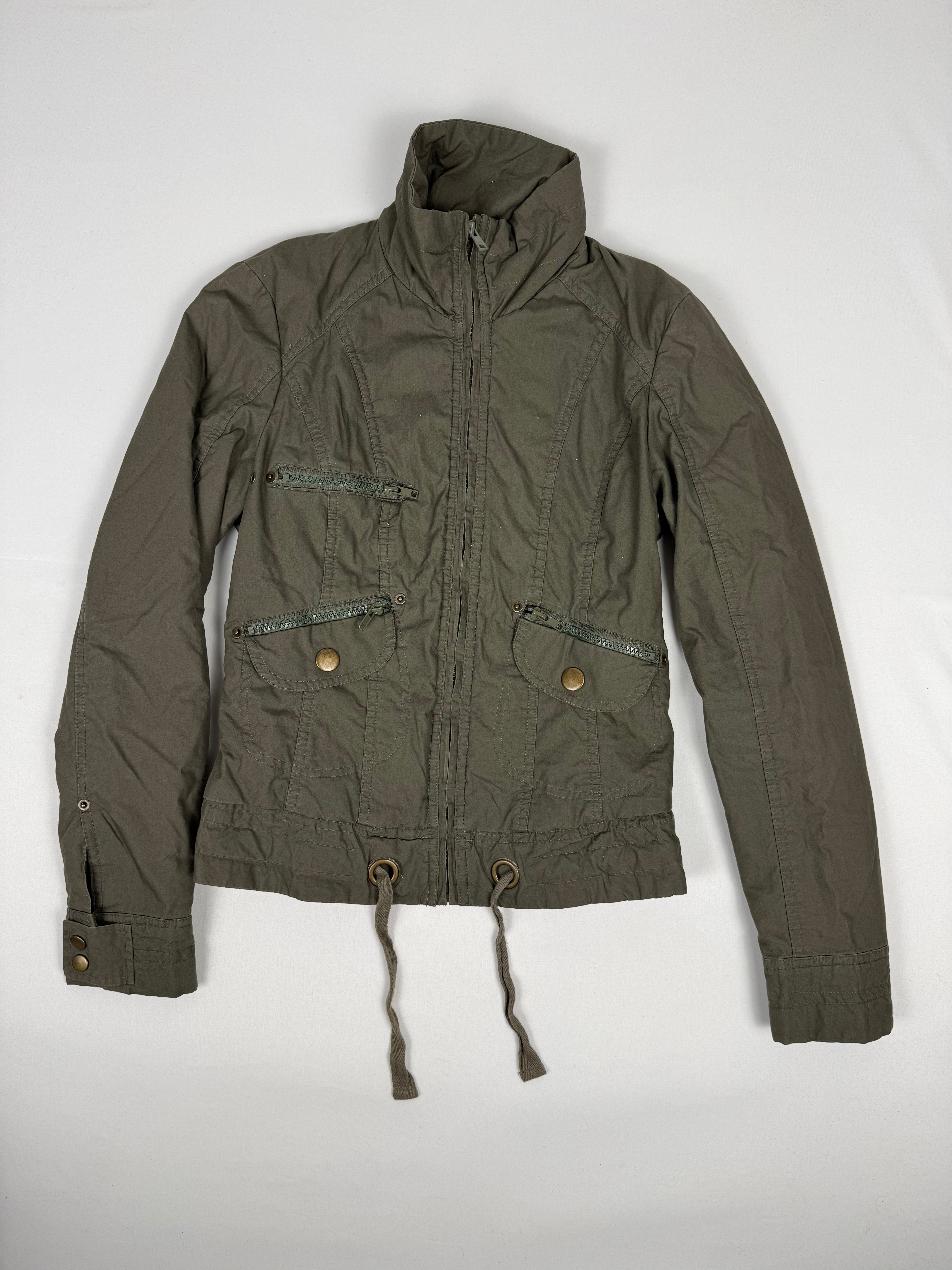 Khaki zip up biker jacket (S)