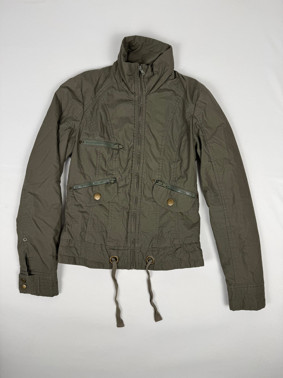 Khaki zip up biker jacket (S)