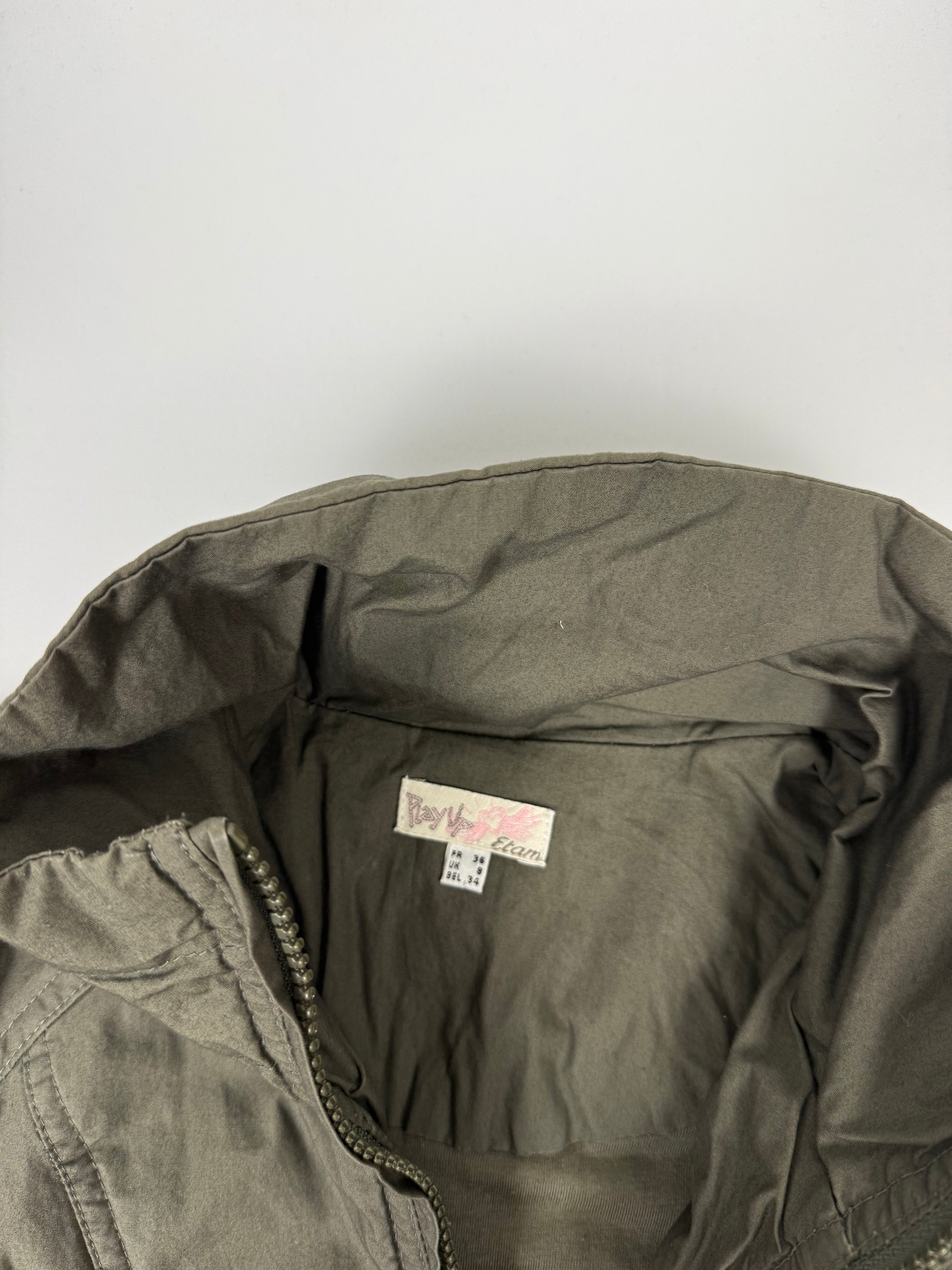 Khaki zip up biker jacket (S)