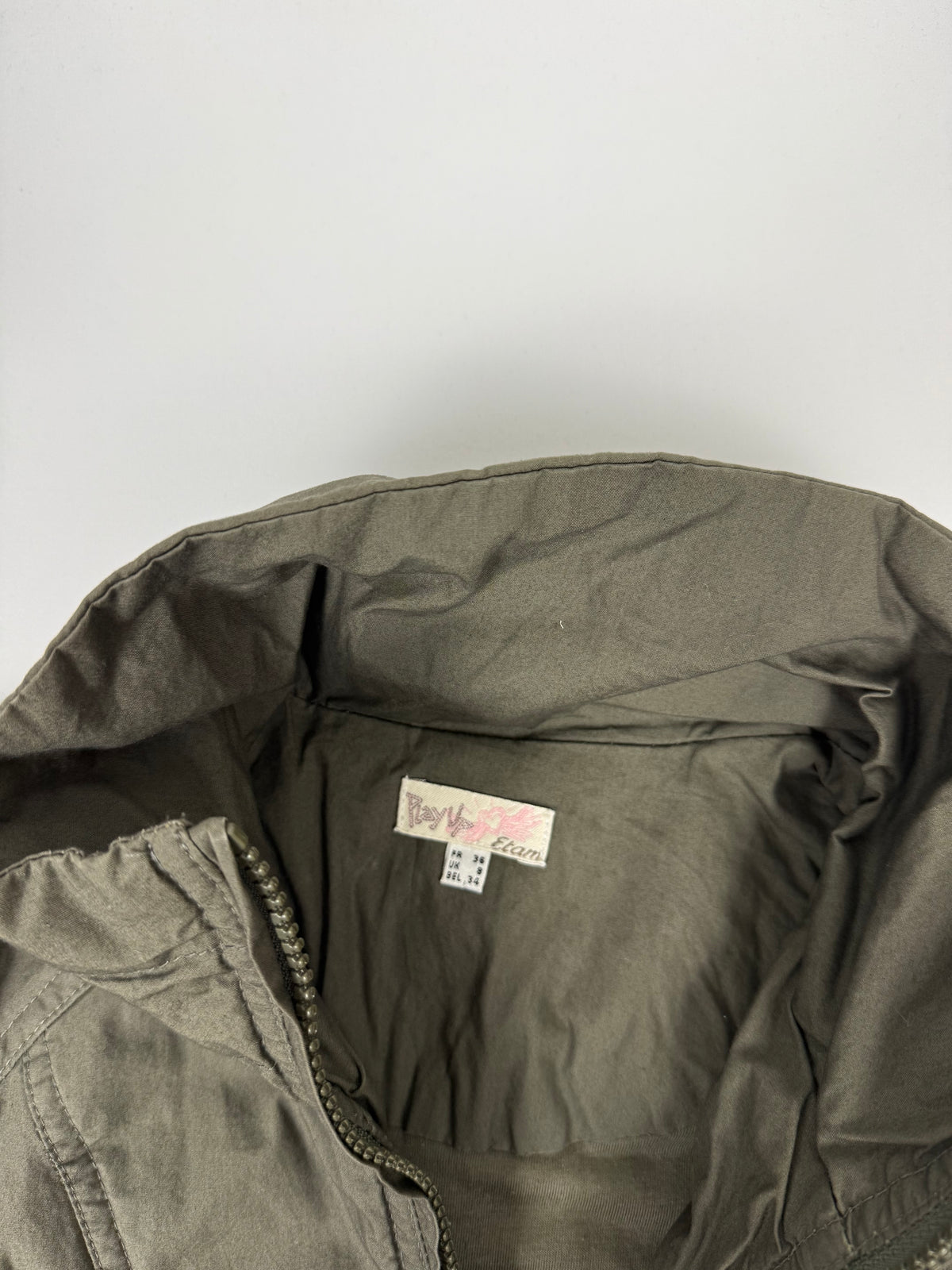 Khaki zip up biker jacket (S)