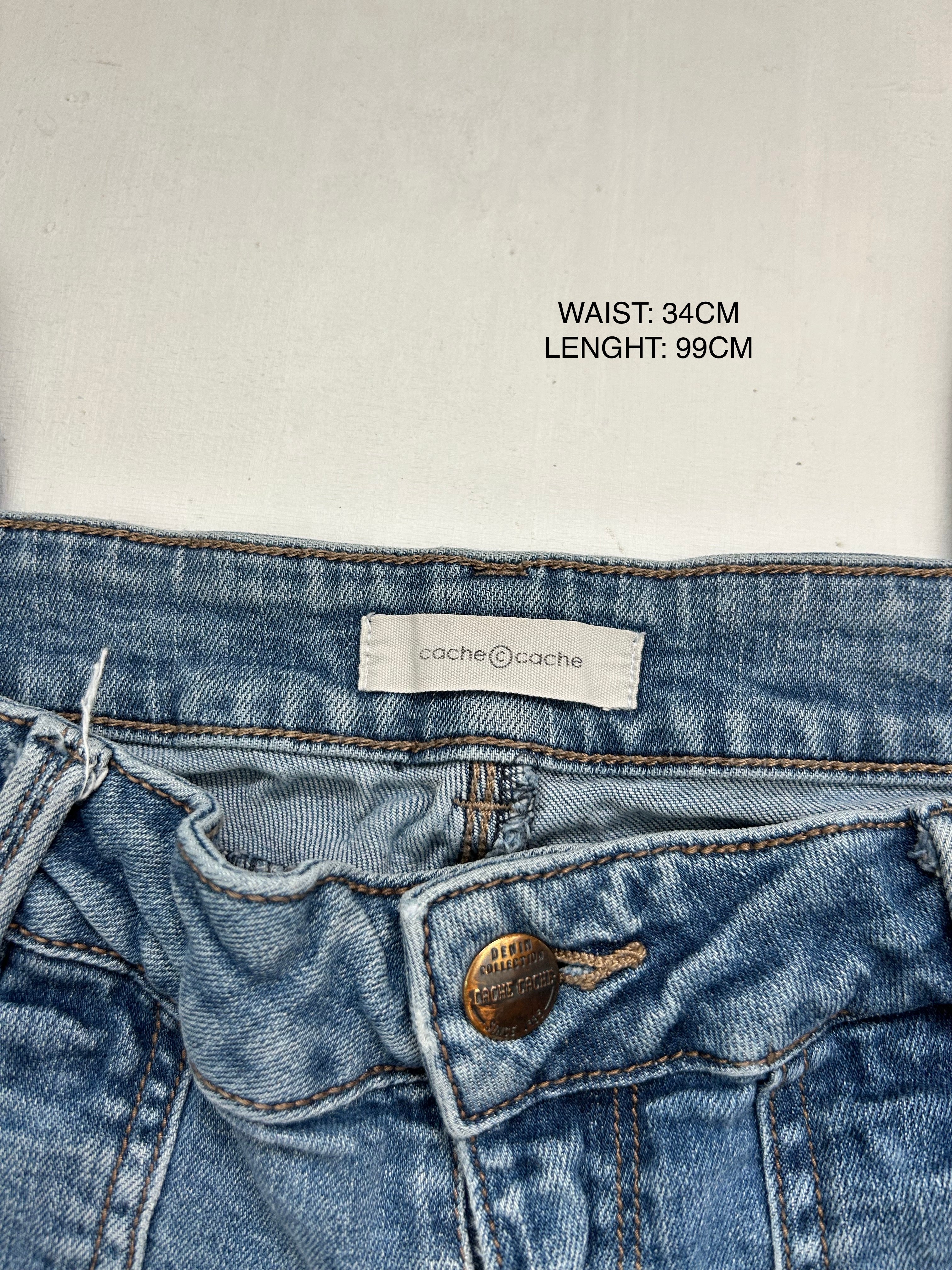 Blue denim low rise straight legs pants (S)