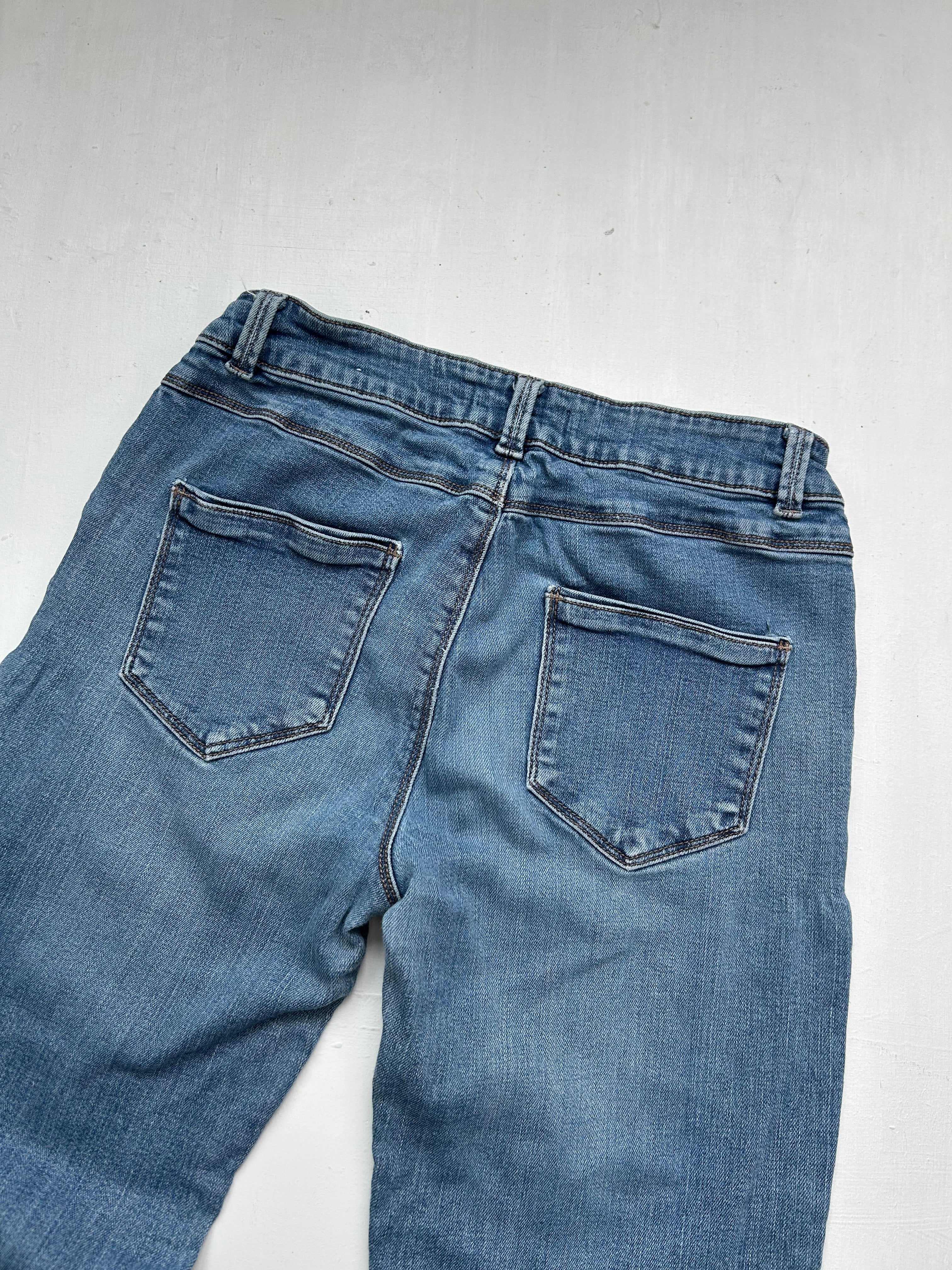Blue denim low rise straight legs pants (S)