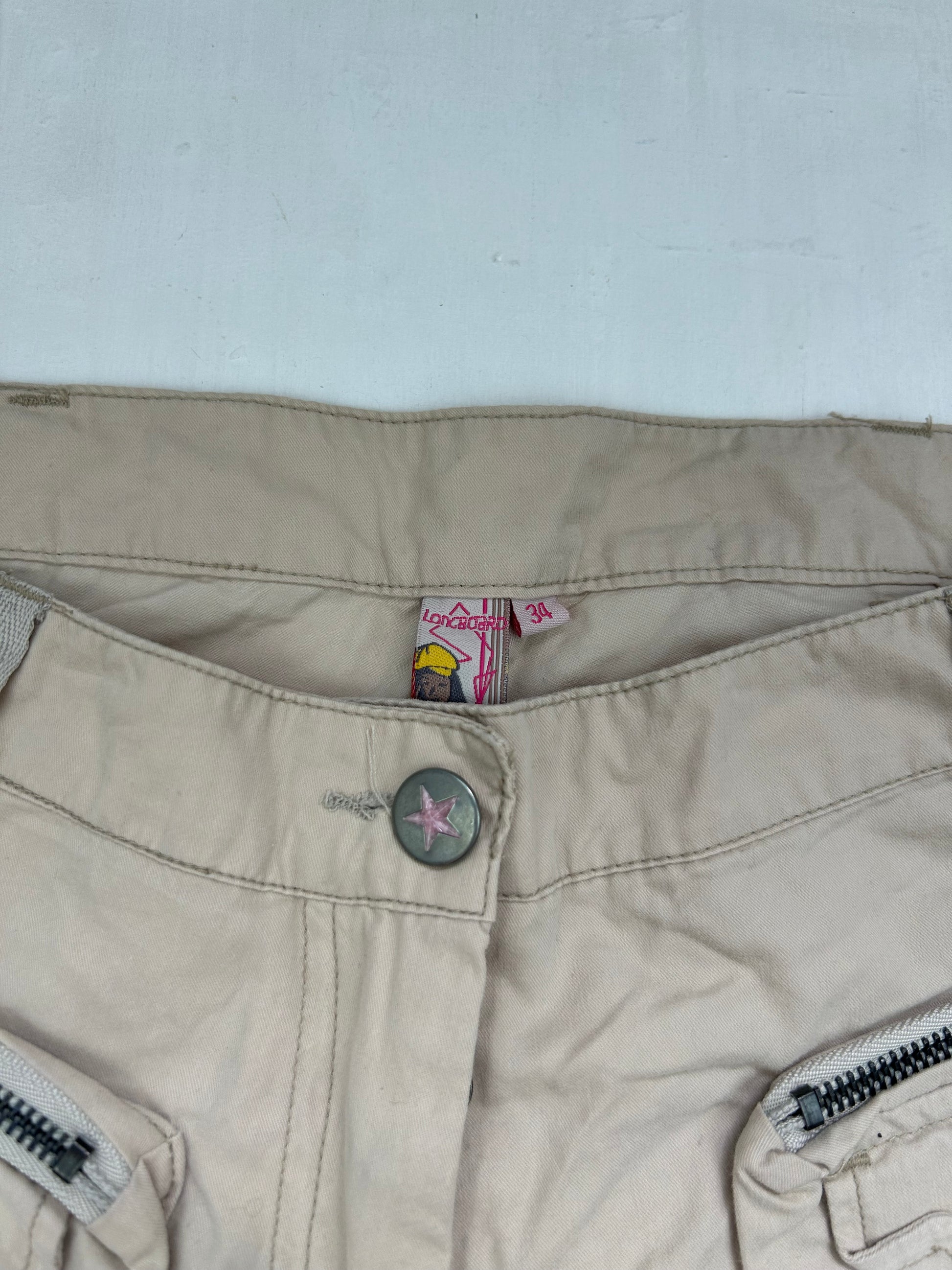 Beige low waist cargo capri pants (XS)
