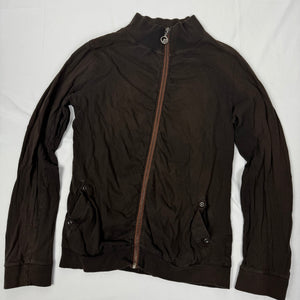 Brown ruched 100% cotton zip up sweatshirt (M/L)