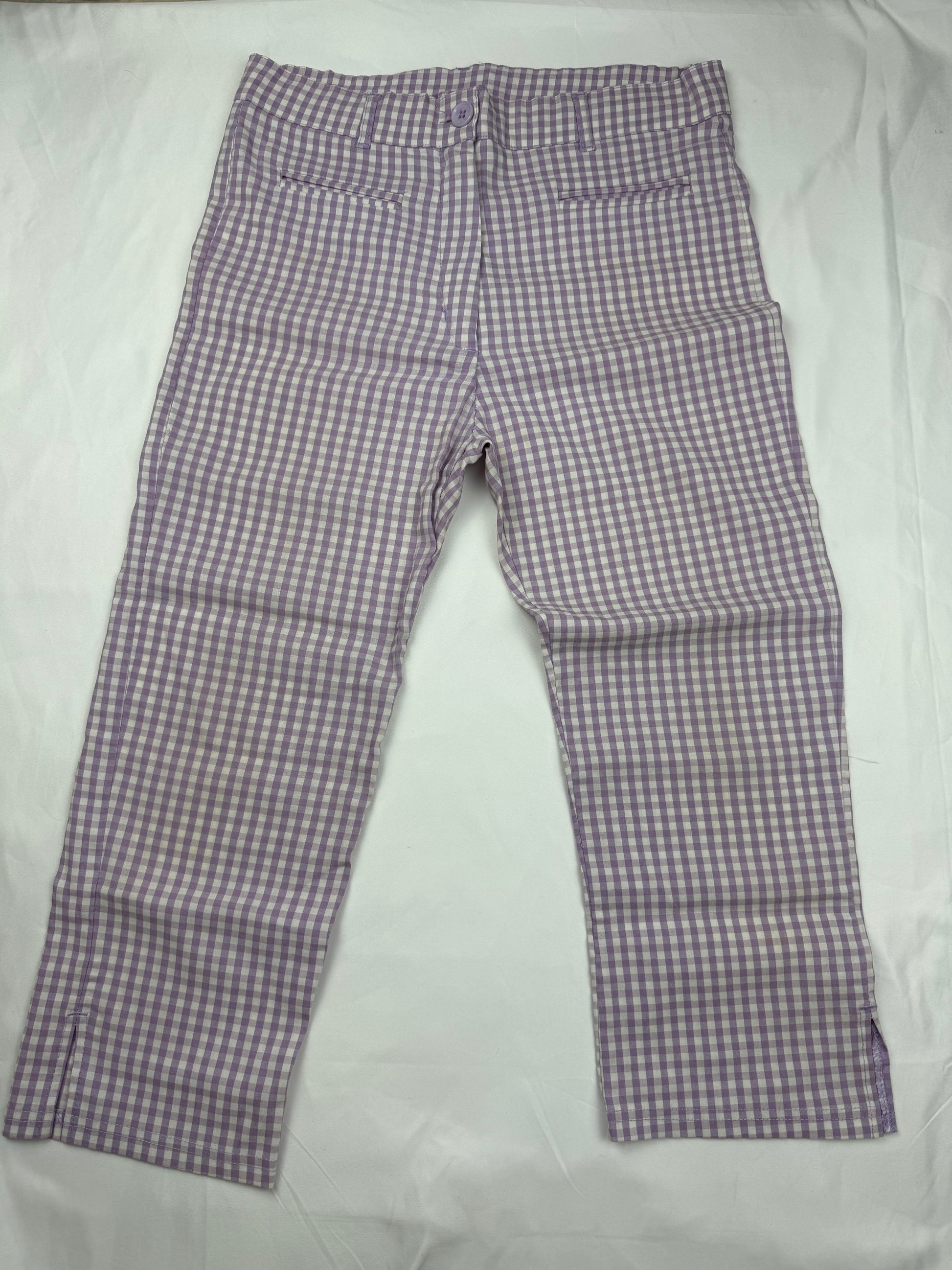 Lilac check print low waist capri pants (S/M)