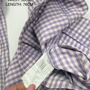 Lilac check print low waist capri pants (S/M)