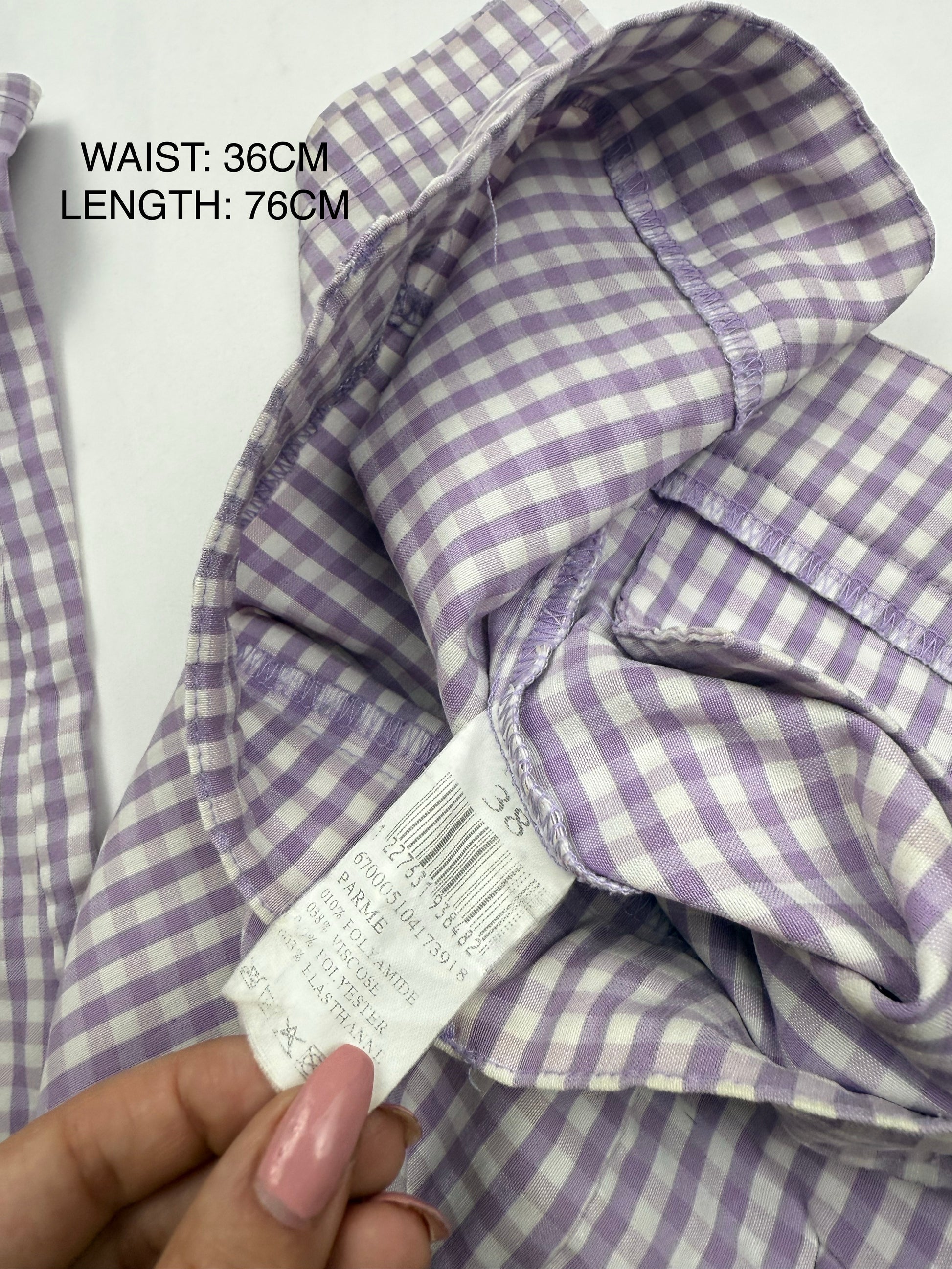 Lilac check print low waist capri pants (S/M)