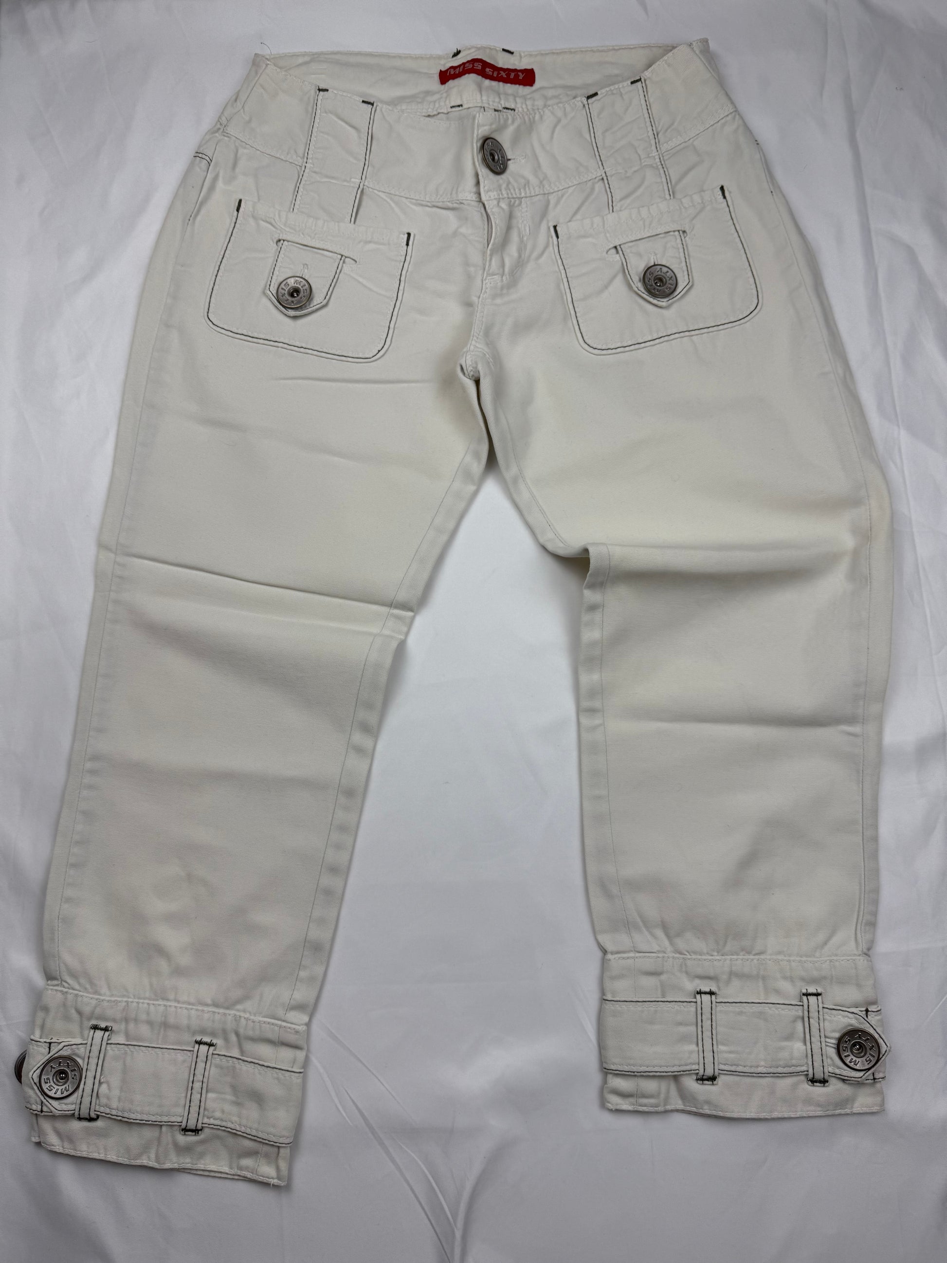 White denim low waist capri pants (S/M)