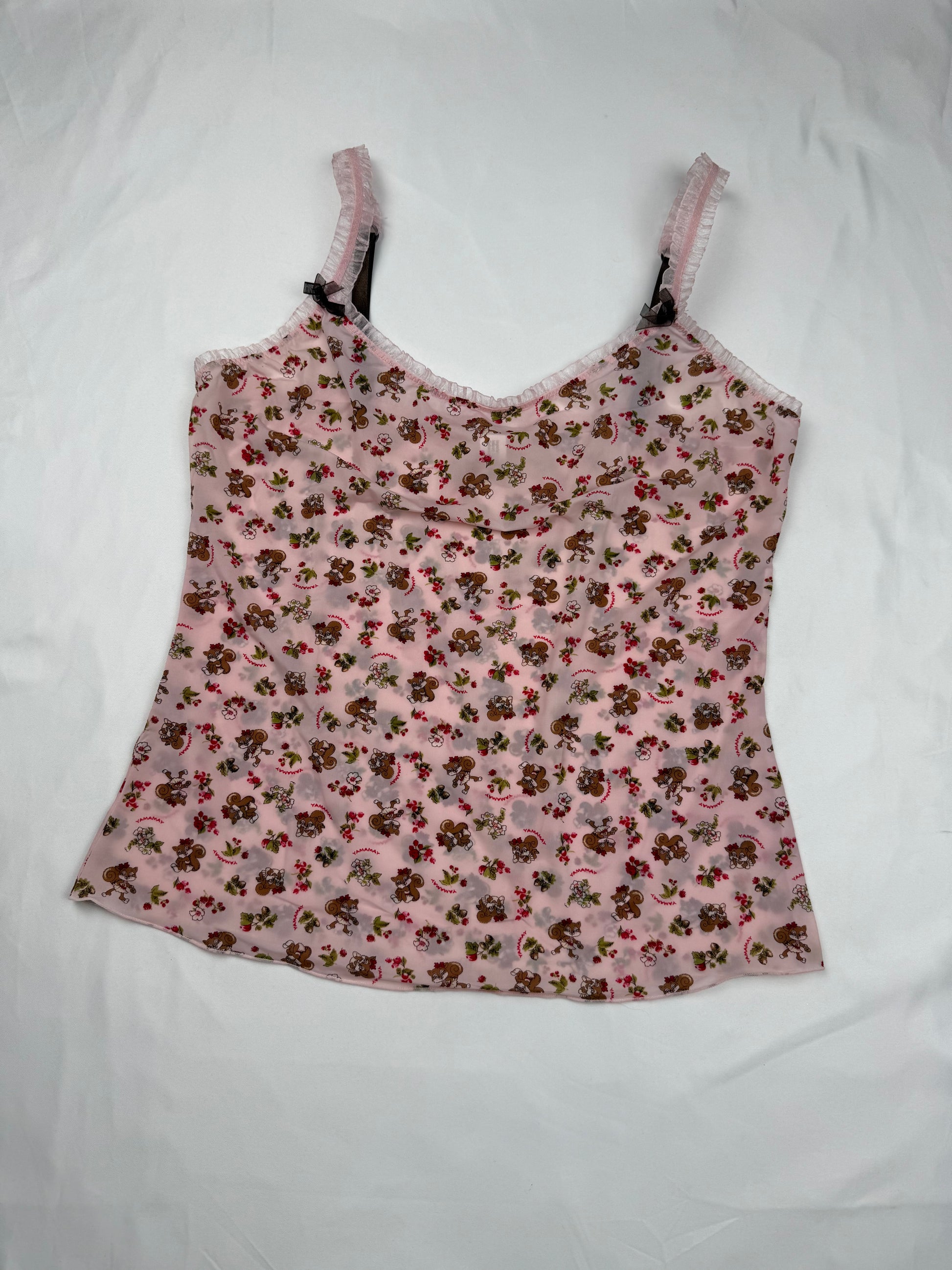 Baby pink mesh babydoll cami top (S)