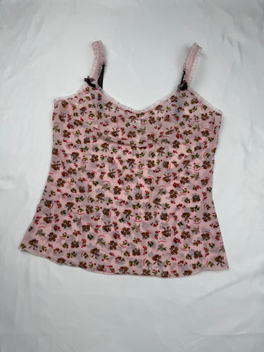 Baby pink mesh babydoll cami top (S)