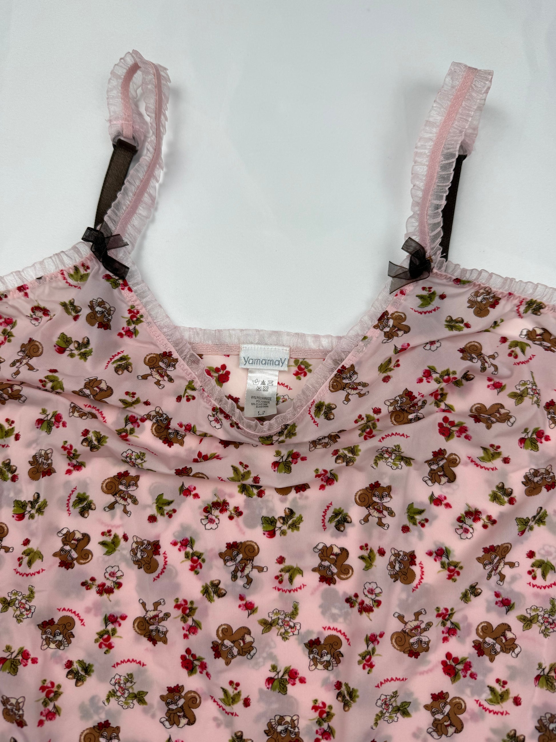 Baby pink mesh babydoll cami top (S)