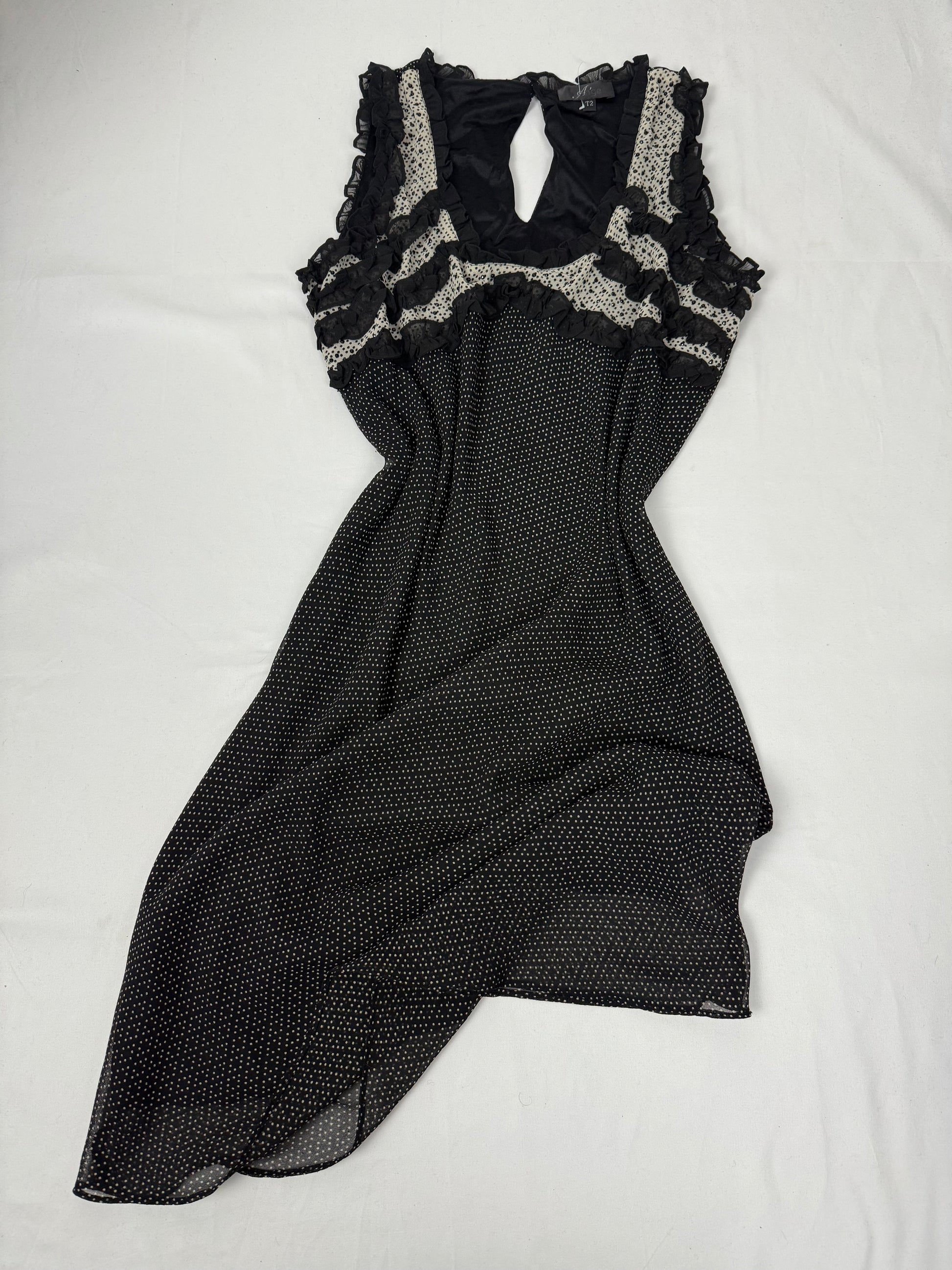 Black mesh lined mid dress (M)