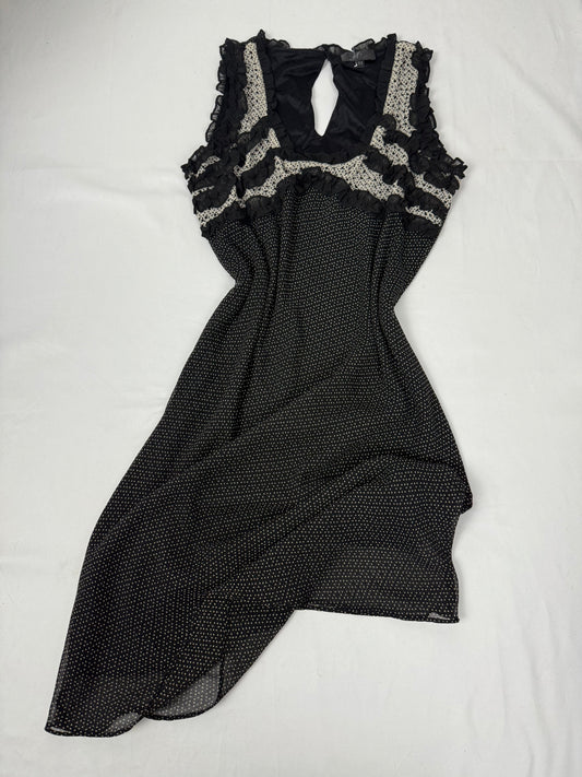 Black mesh lined mid dress (M)