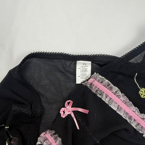 Black embroidered low rise mini shorty (S/M)