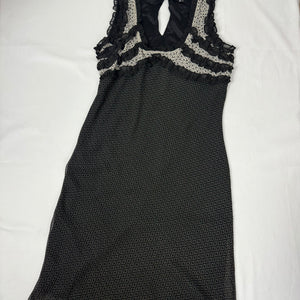 Black mesh lined mid dress (M)