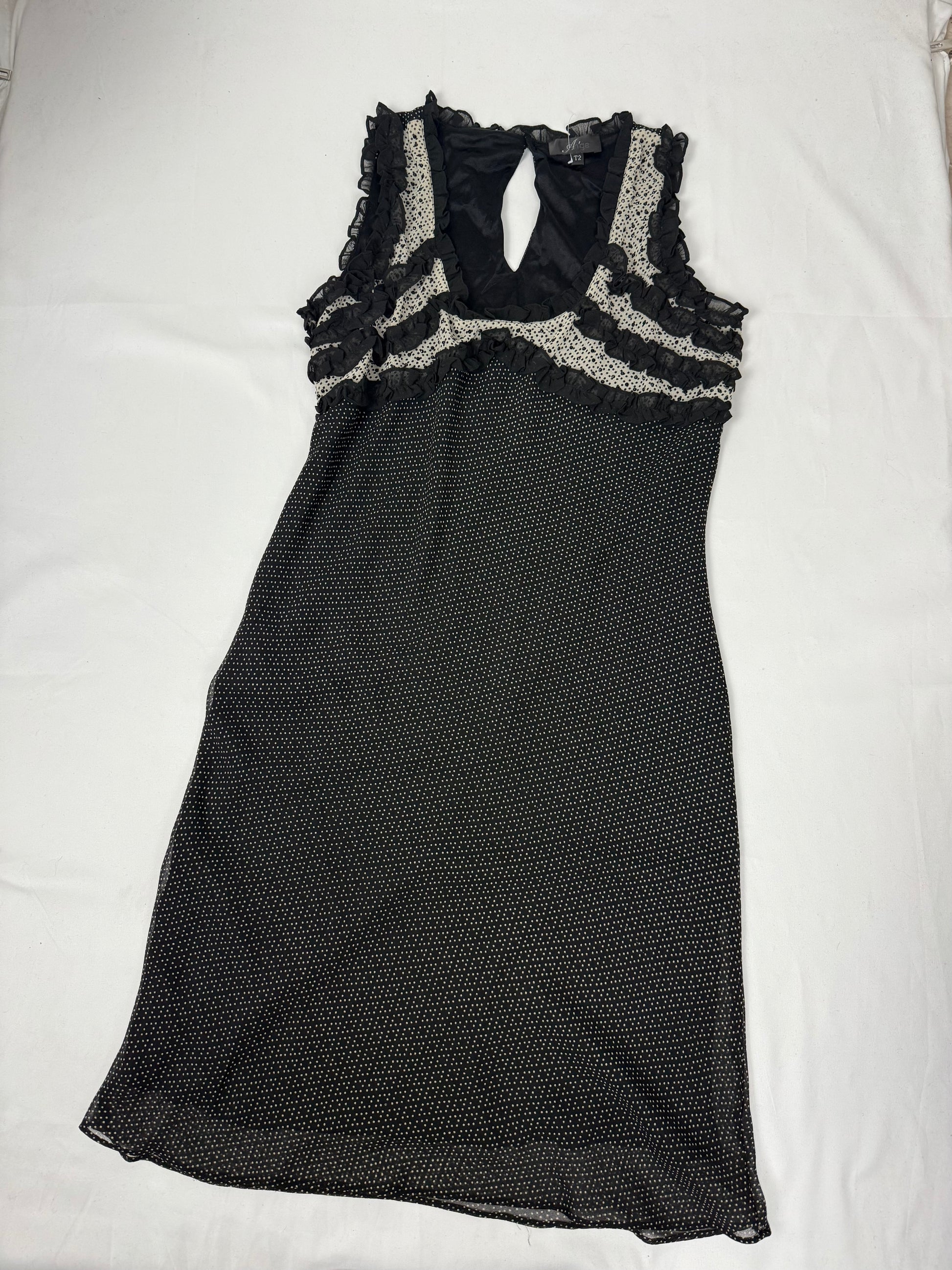 Black mesh lined mid dress (M)