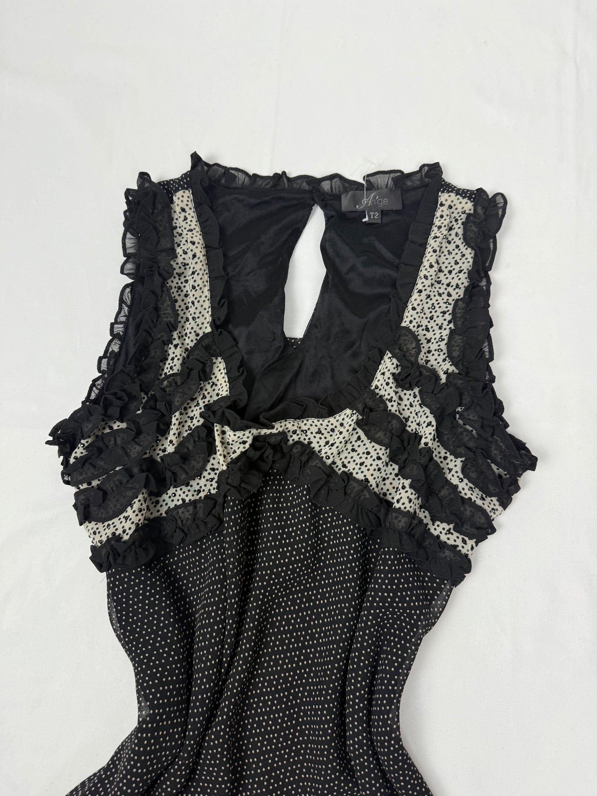 Black mesh lined mid dress (M)