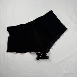 Black embroidered low rise mini shorty (S/M)