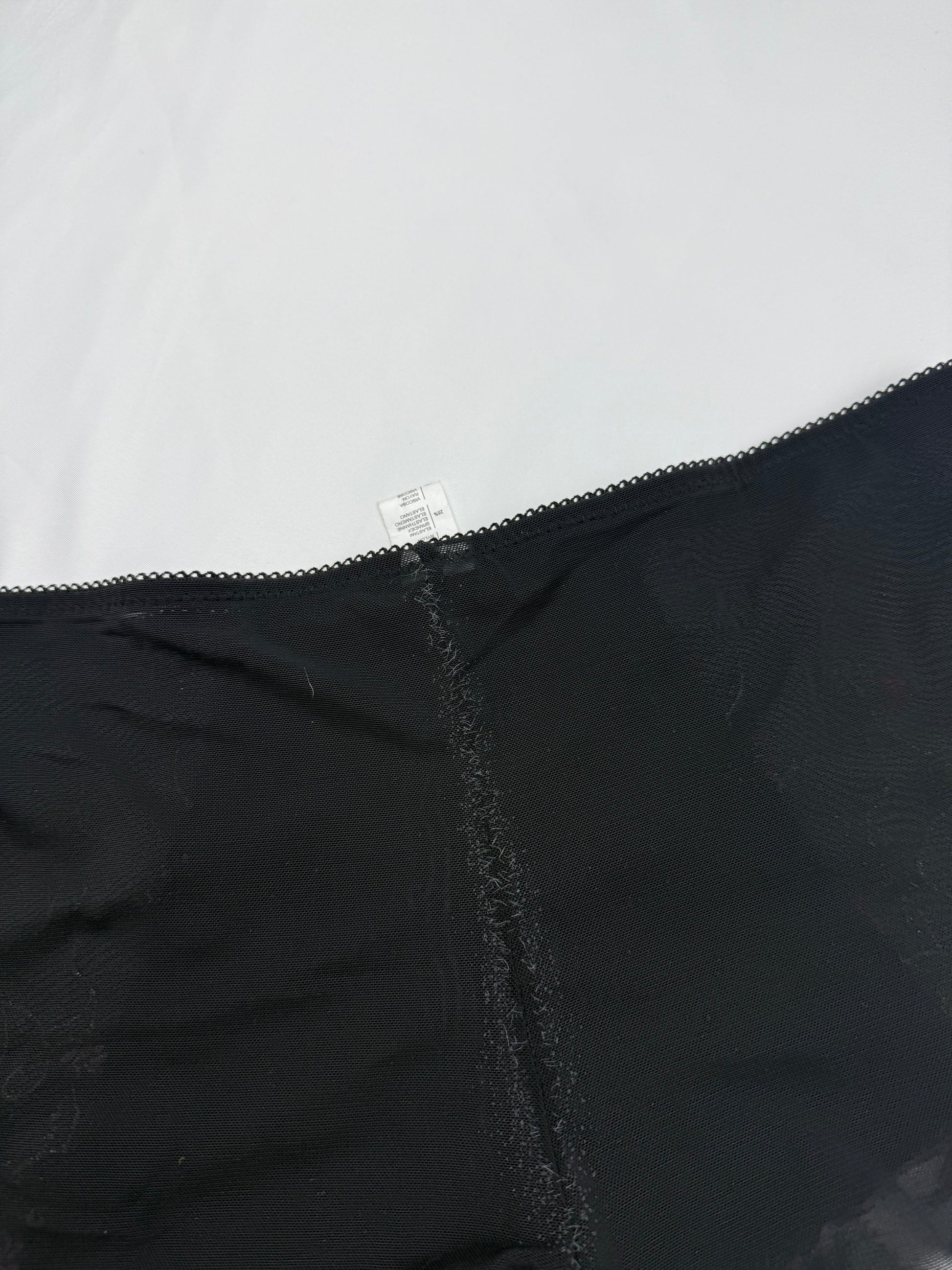 Black embroidered low rise mini shorty (S/M)
