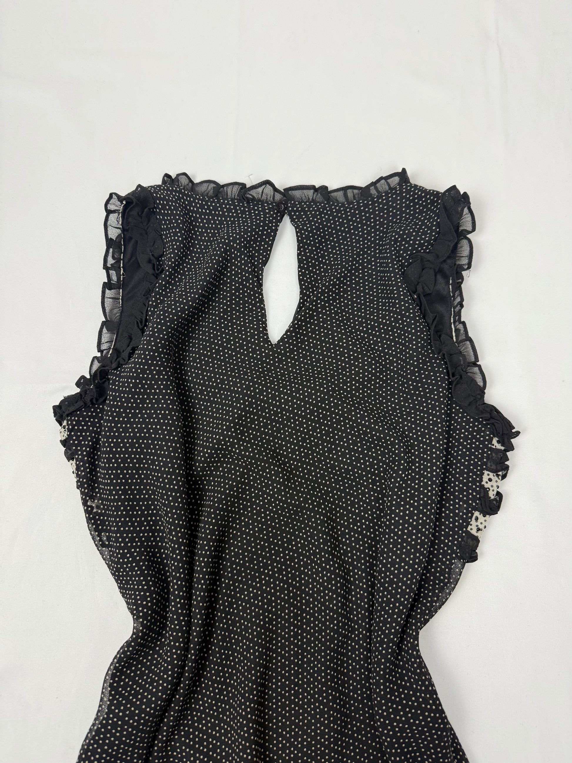 Black mesh lined mid dress (M)
