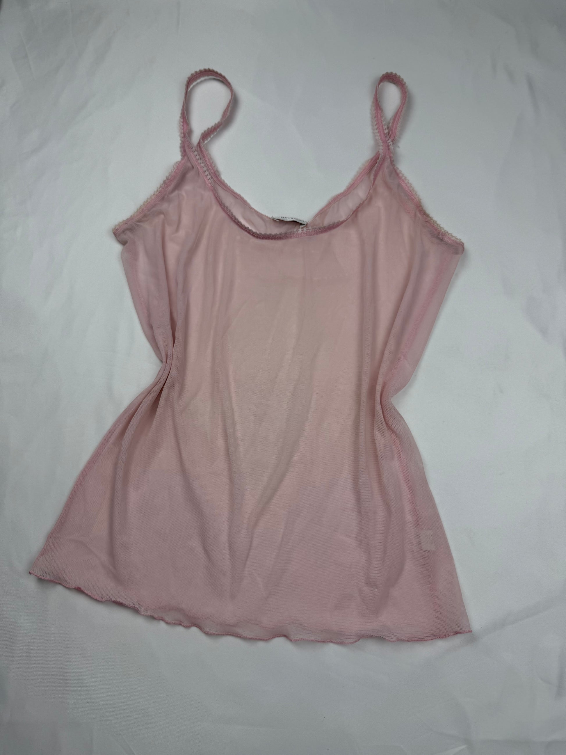 Baby pink mesh babydoll cami top (M)