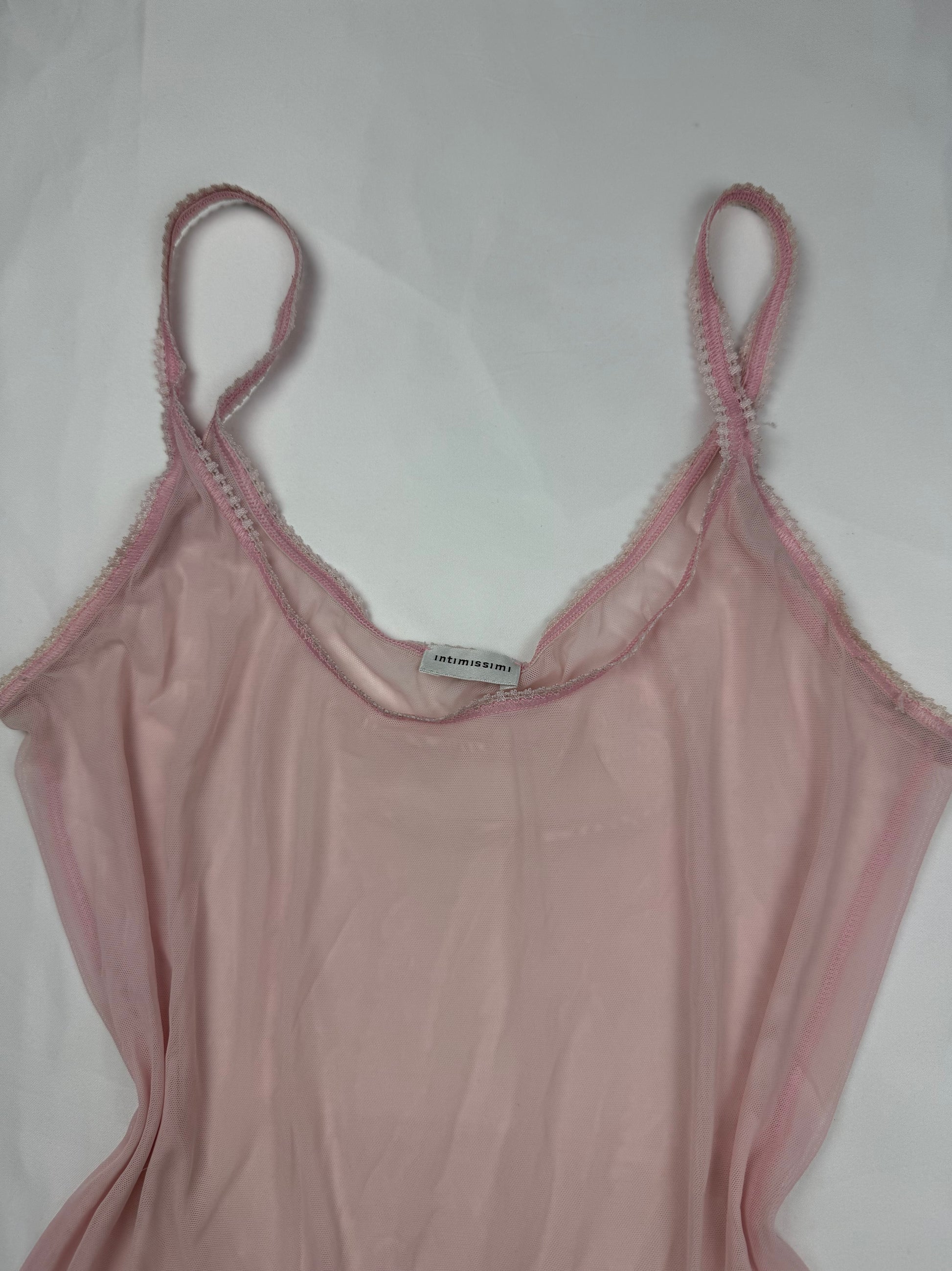 Baby pink mesh babydoll cami top (M)